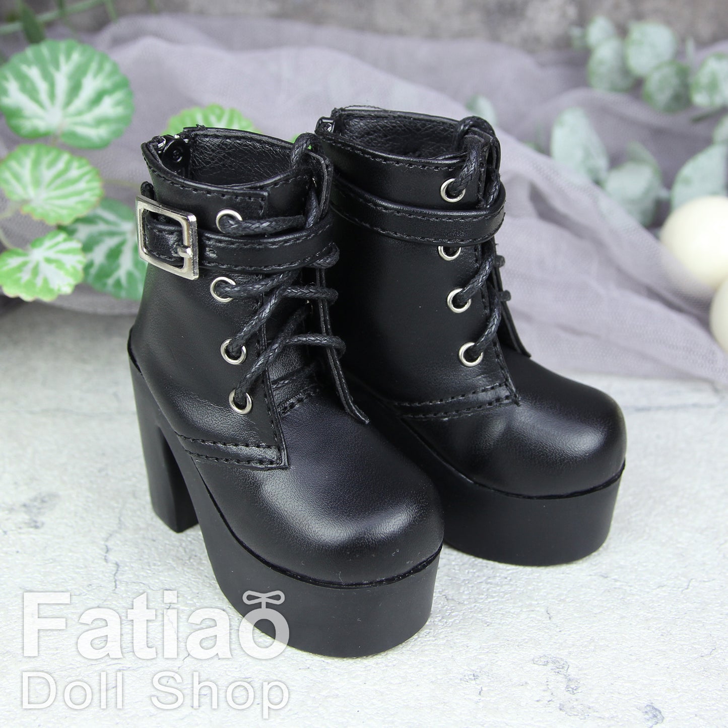 Fatiao -  Dollfie 1/3 BJD SD High Heeled Shoes Boots - Black (Size 6.5cm)
