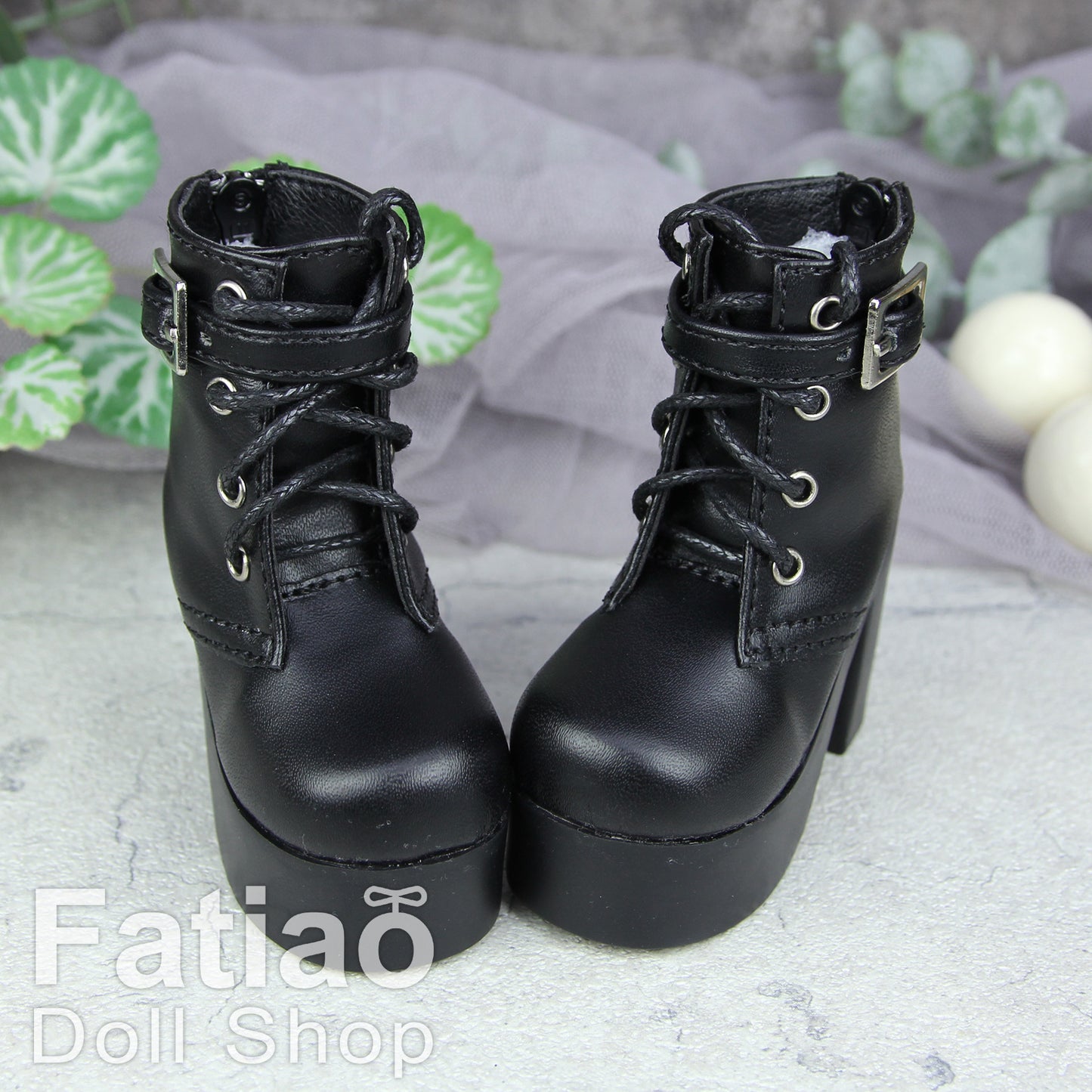 Fatiao -  Dollfie 1/3 BJD SD High Heeled Shoes Boots - Black (Size 6.5cm)