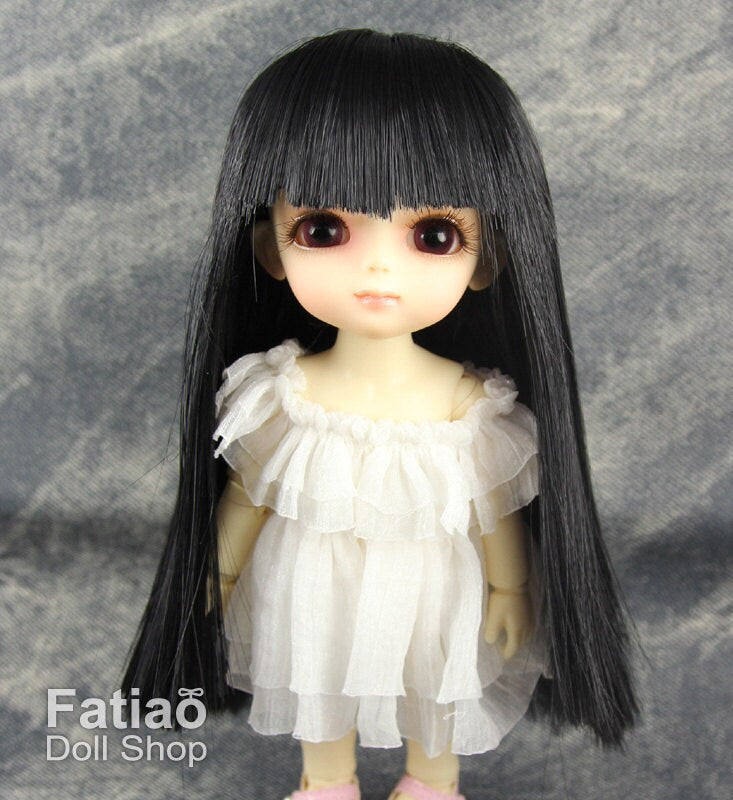 Fatiao - Dollfie Lati Yellow Pukifee 5-6" straight long hair Doll Wig - Black