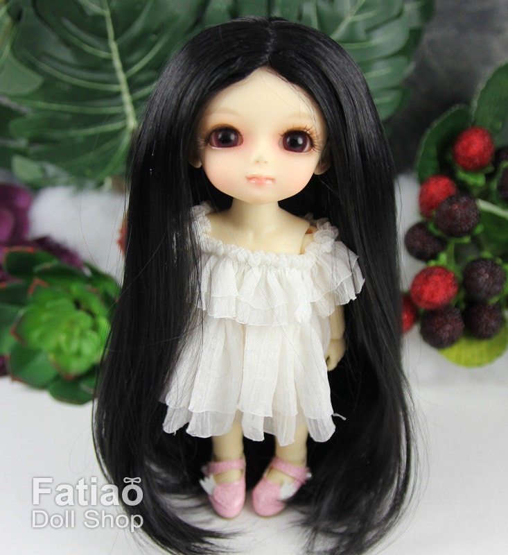 Fatiao - BJD Dollfie Lati Yellow Pukifee 5-6" Doll Wig - Black