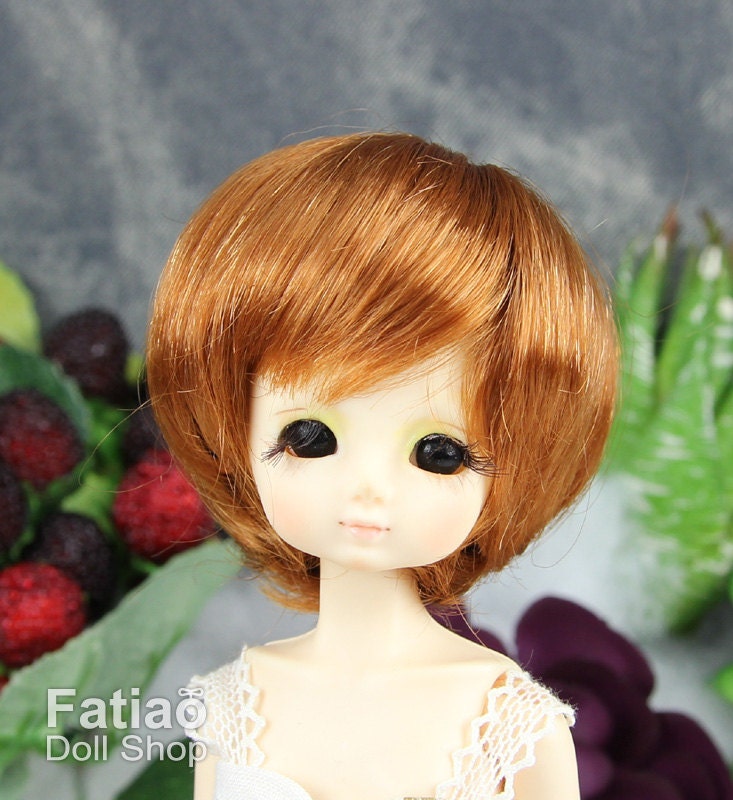 Fatiao - New Dollfie little pullip DAL Nendoroid BJD Dolls Wig - size 4-5" -Caramel