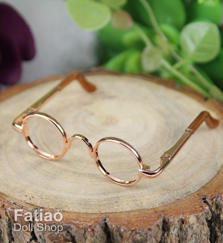 New fashion Dolls Round frame glasses fit 1/4 BJD MSD mini Super Dollfie - Gold