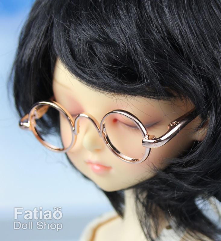 New fashion Dolls Round frame glasses fit 1/4 BJD MSD mini Super Dollfie - Gold