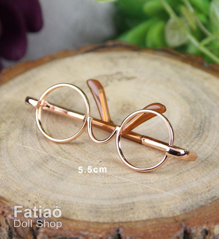 New fashion Dolls Round frame glasses fit 1/4 BJD MSD mini Super Dollfie - Gold