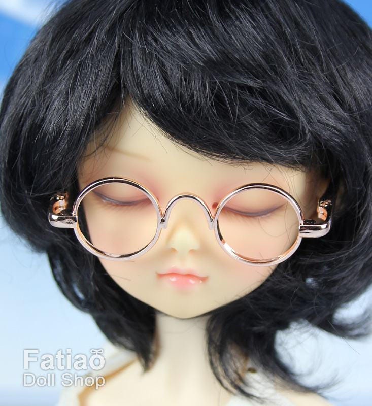 New fashion Dolls Round frame glasses fit 1/4 BJD MSD mini Super Dollfie - Gold