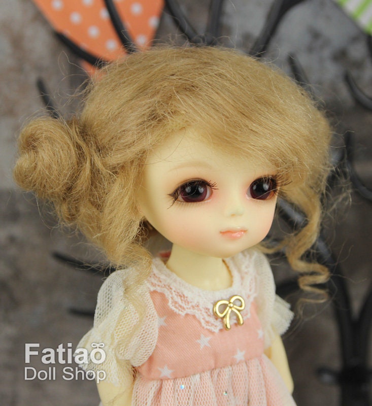 Fatiao - Dollfie Lati Yellow Pukifee 5-6 inch Mohair Doll Wig - Latte