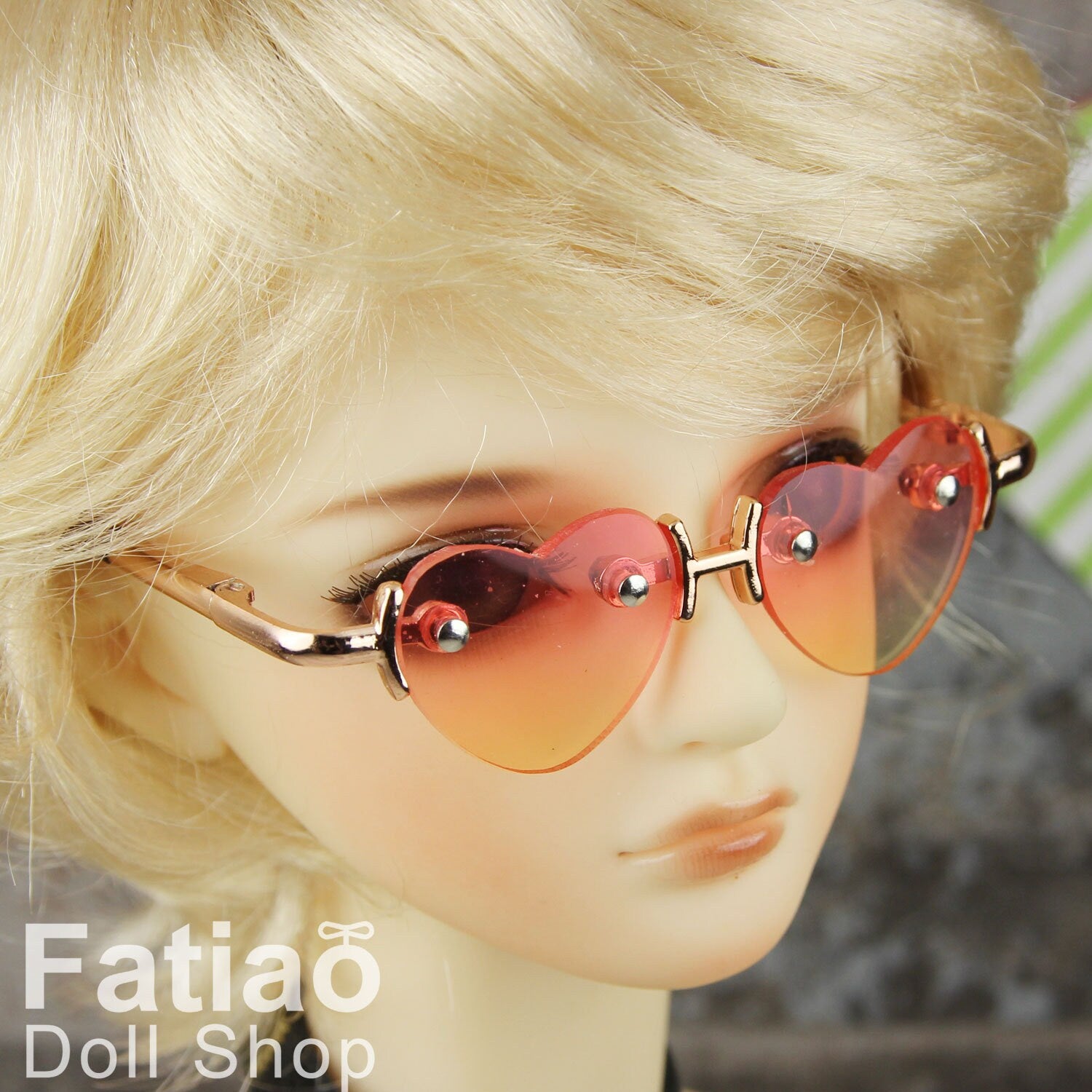 New fashion Rimless Frames Dolls Glasses fit 1/3 BJD SD Super Dollfie Heart Gradient color
