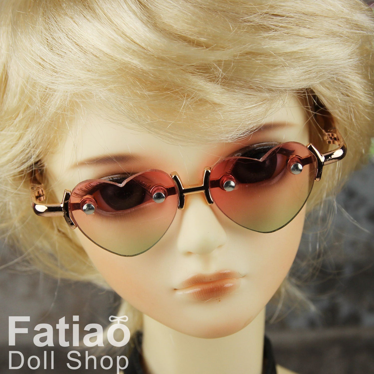 New fashion Rimless Frames Dolls Glasses fit 1/3 BJD SD Super Dollfie Heart Gradient color