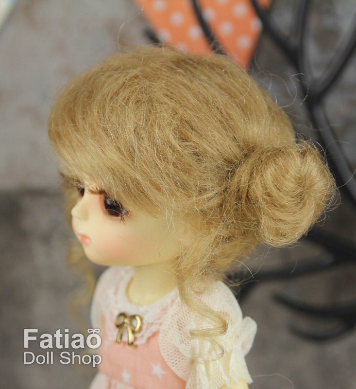 Fatiao - Dollfie Lati Yellow Pukifee 5-6 inch Mohair Doll Wig - Latte