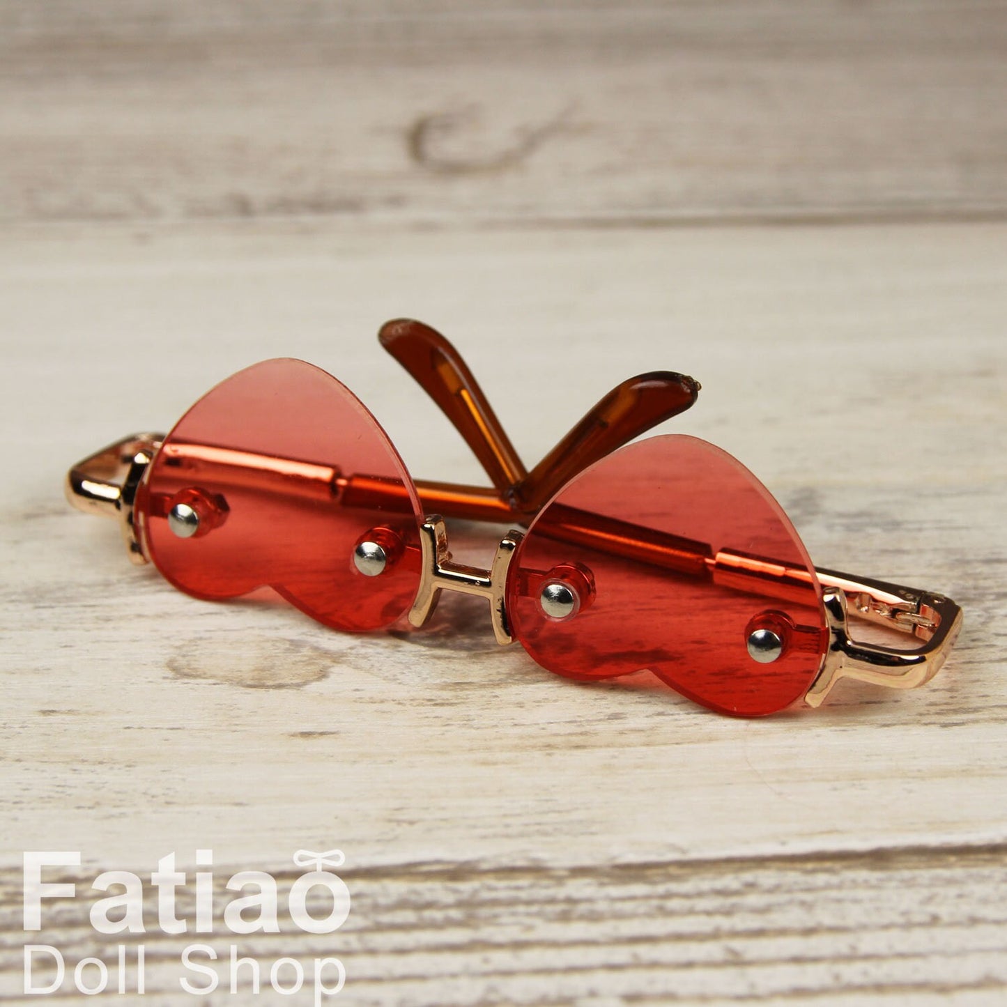New fashion Rimless Frames Dolls Glasses fit 1/3 BJD SD Super Dollfie Red Heart