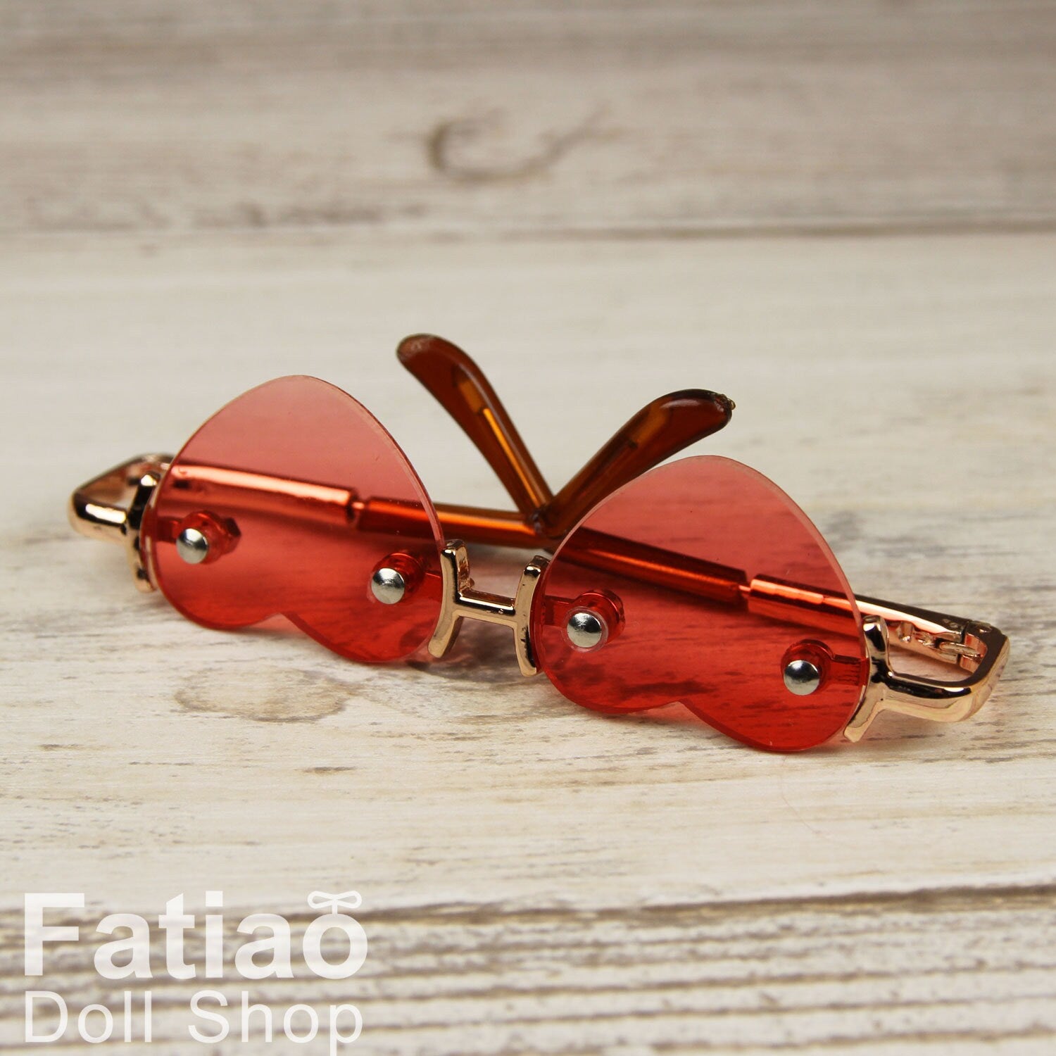 New fashion Rimless Frames Dolls Glasses fit 1/3 BJD SD Super Dollfie Red Heart