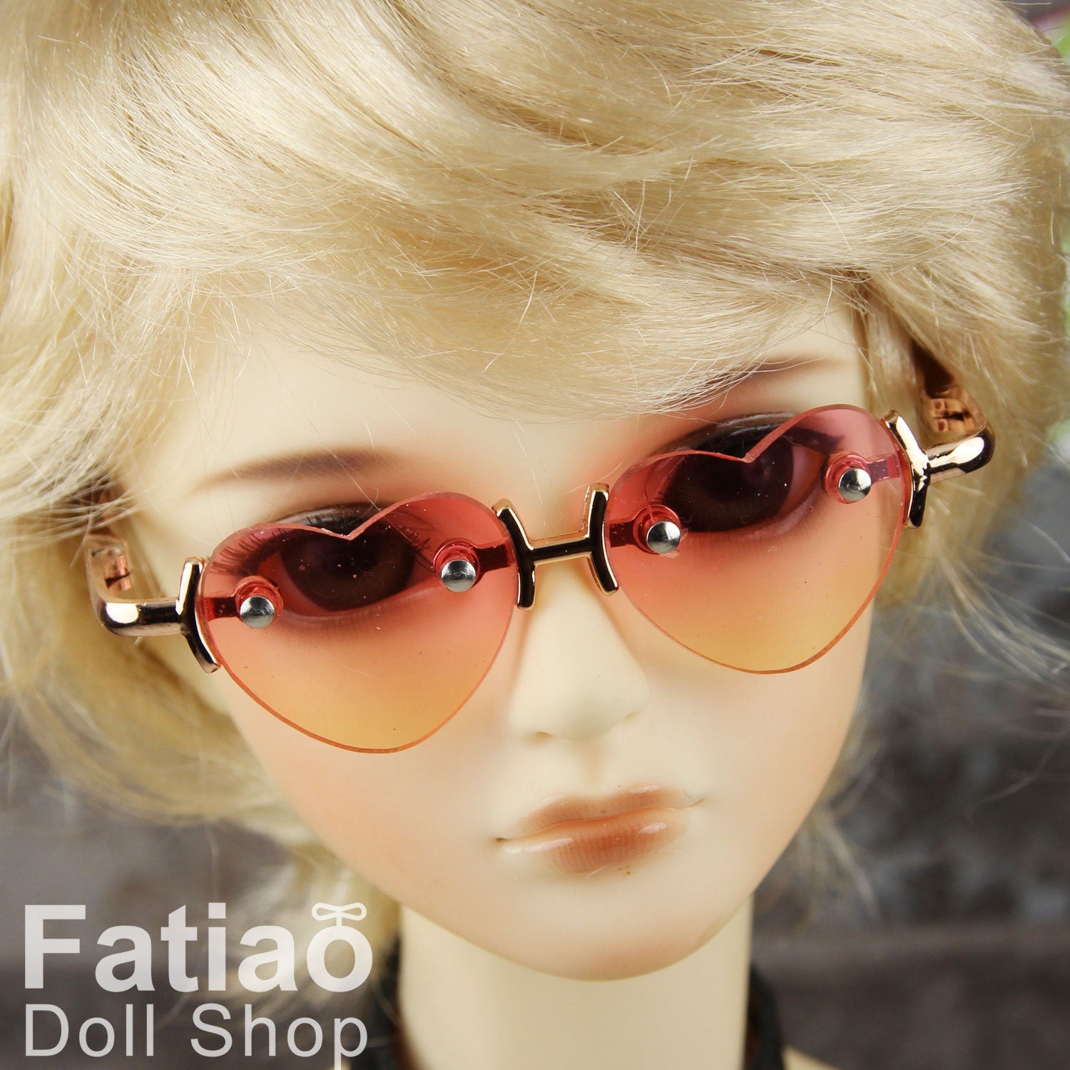 New fashion Rimless Frames Dolls Glasses fit 1/3 BJD SD Super Dollfie Heart Gradient color