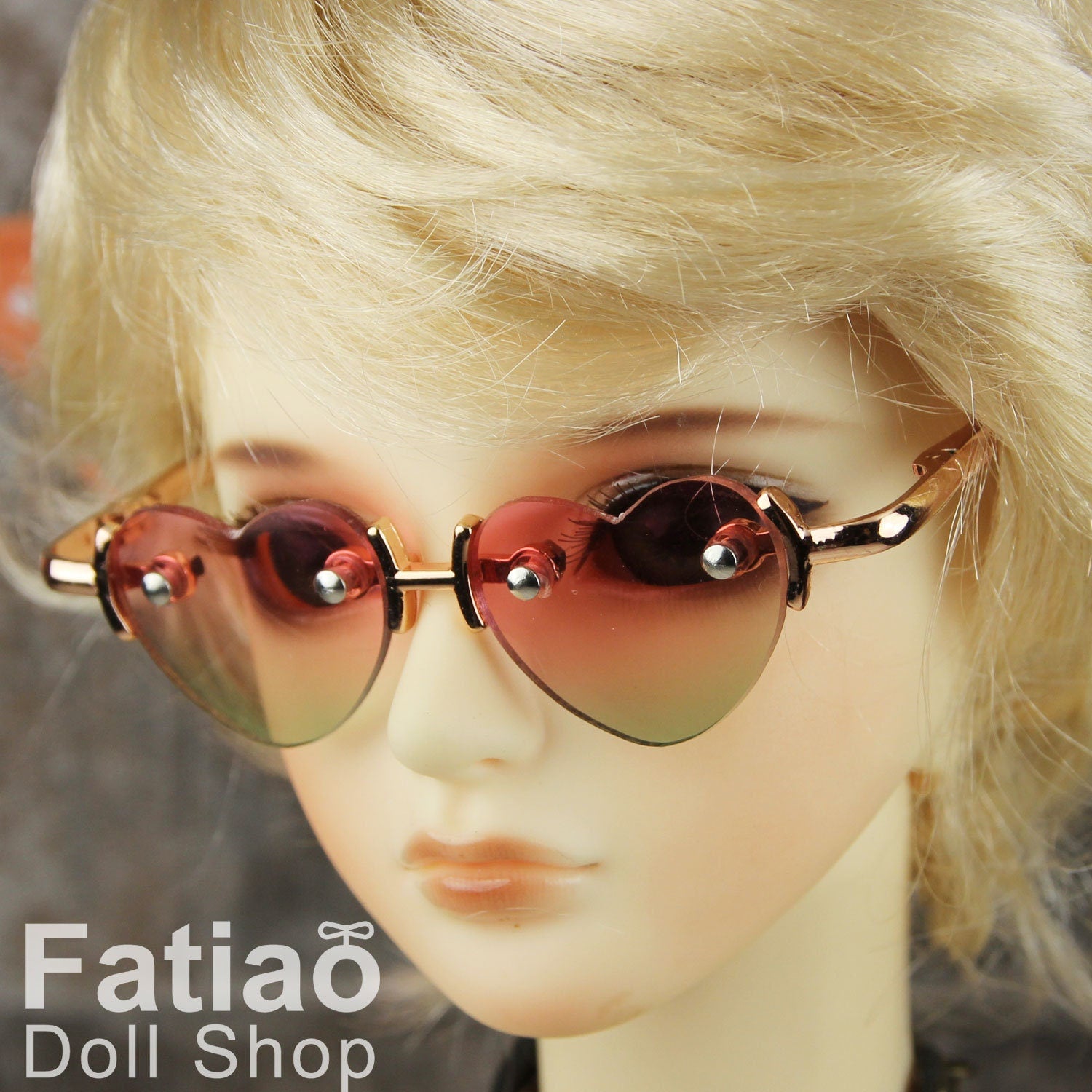 New fashion Rimless Frames Dolls Glasses fit 1/3 BJD SD Super Dollfie Heart Gradient color