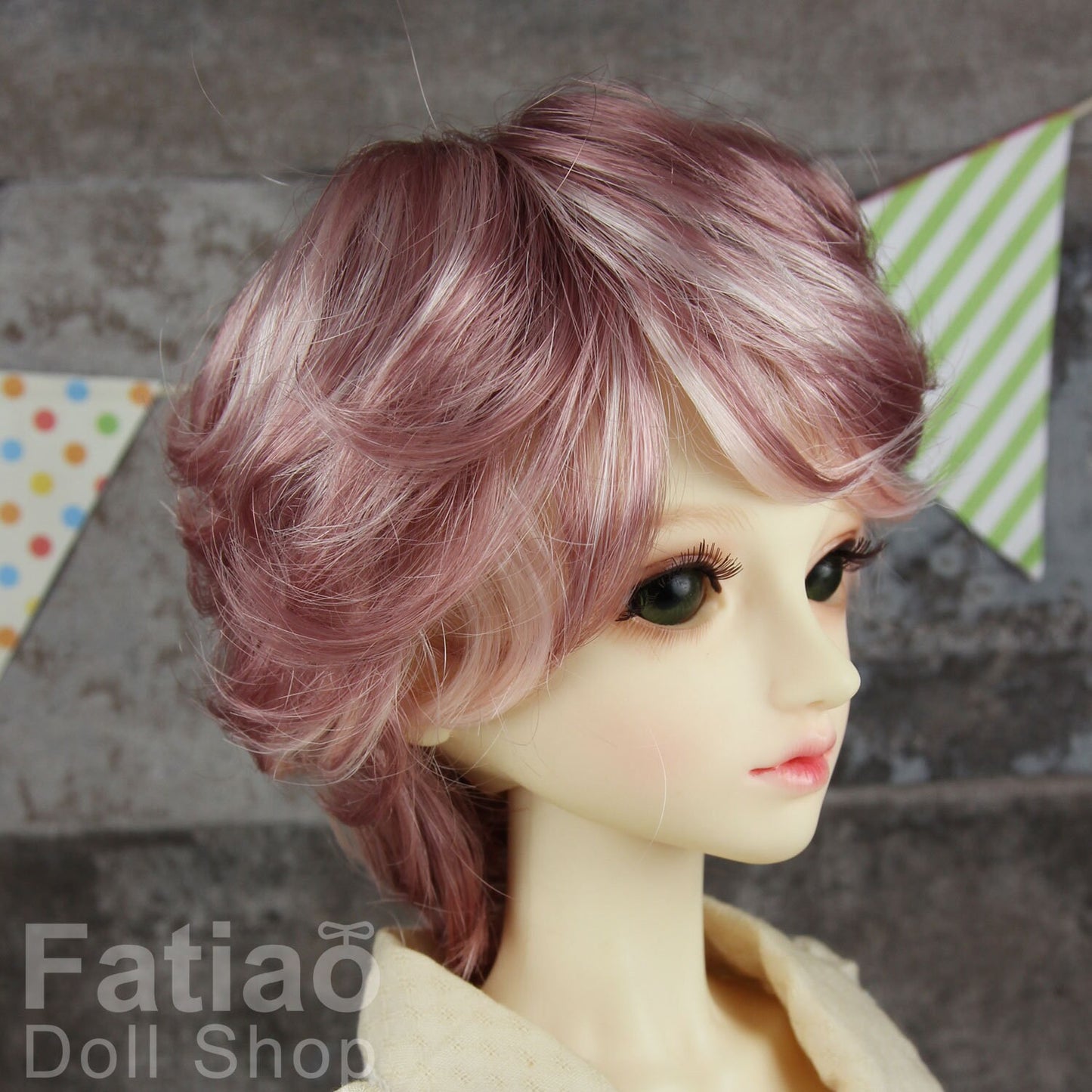 Fatiao - New Dollfie SD 1/3 BJD Dolls Wig size 8-9" - Pink & Deep pink