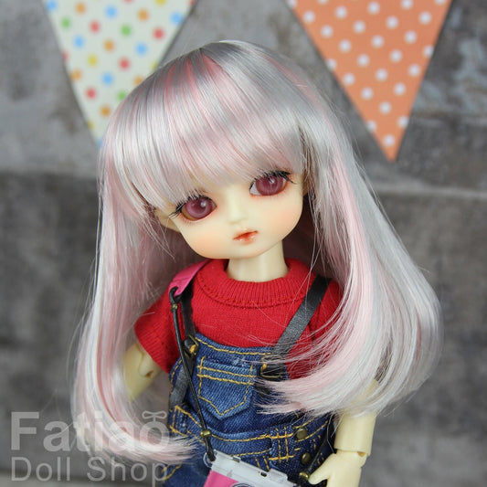 Fatiao - Dollfie Lati Yellow Pukifee 5-6" Doll Wig - Gray & Pink