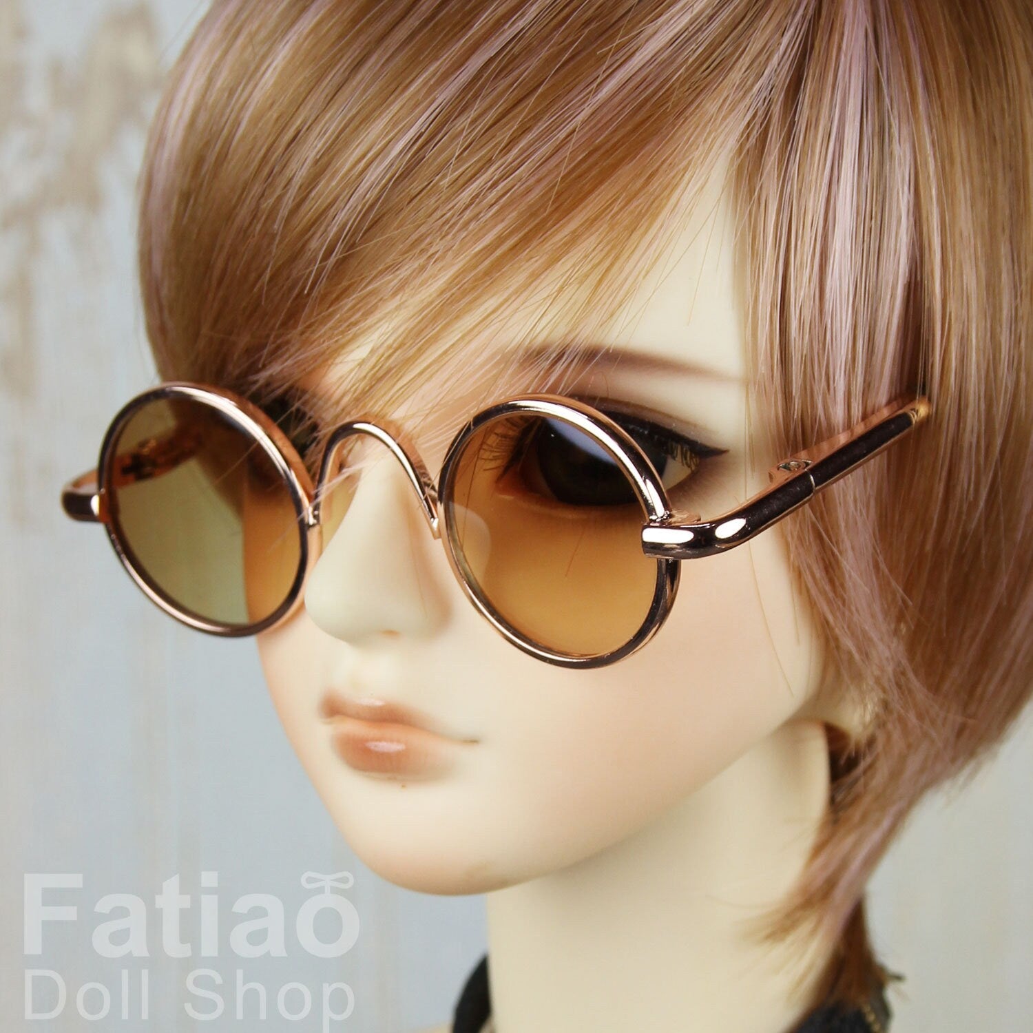 New fashion Full-Rim Dolls Glasses fit 1/3 BJD SD Super Dollfie - Gold