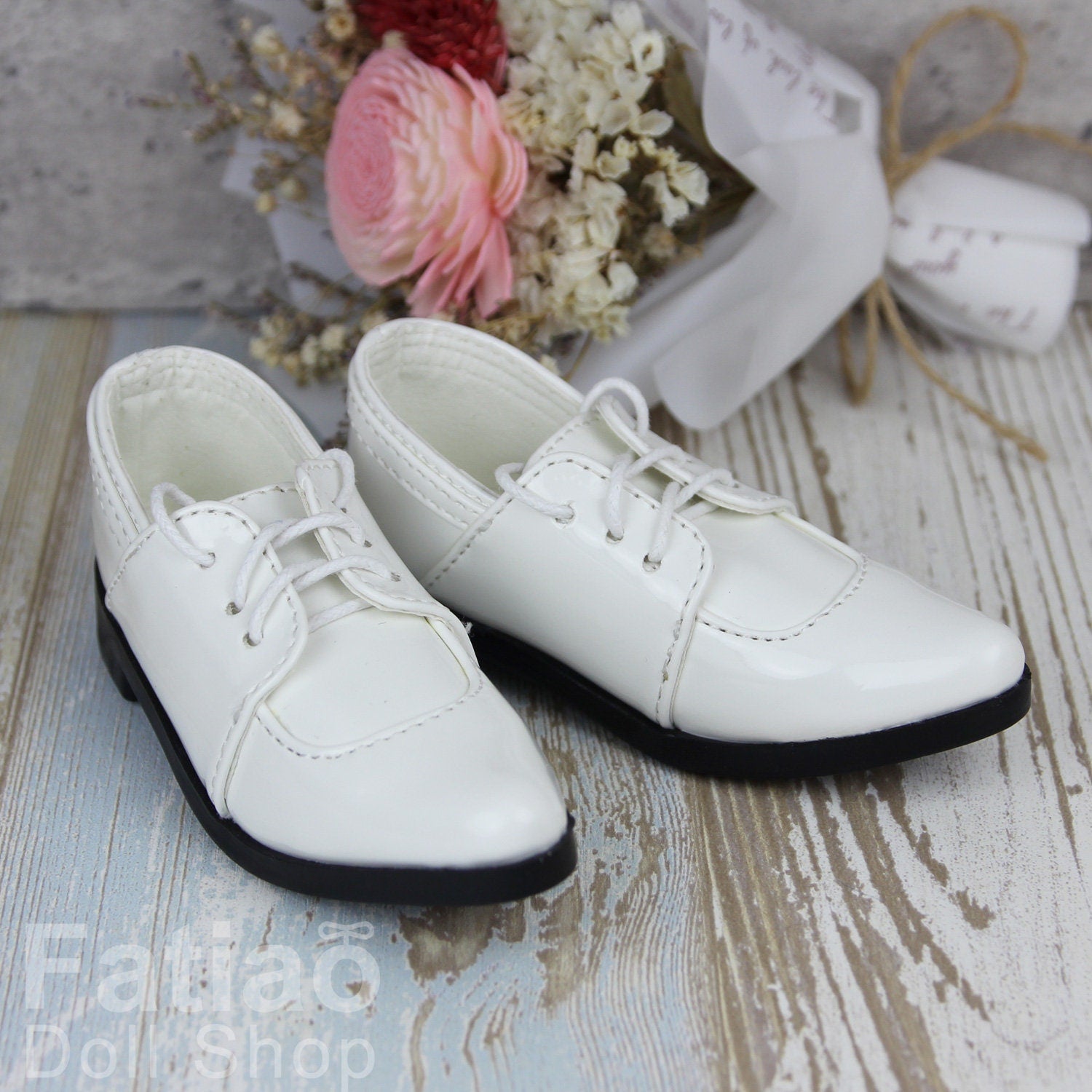 Fatiao - New 1/3 BJD Supper dollfie 13/17SD Boy Tip Leather Suit ShoesWhite (Size 8.5cm)