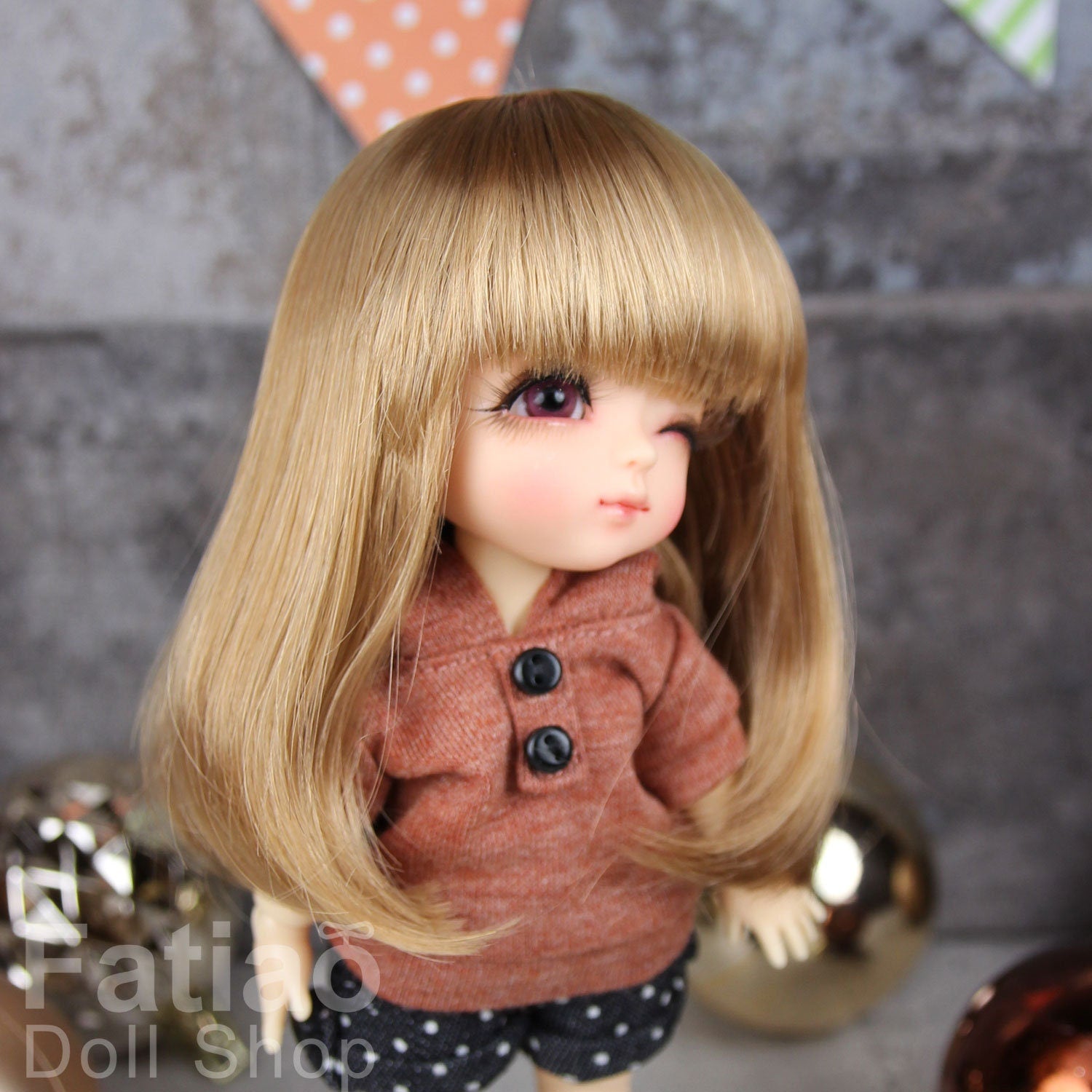 Fatiao - Dollfie Lati Yellow Pukifee 5-6" Doll Wig - Ocher