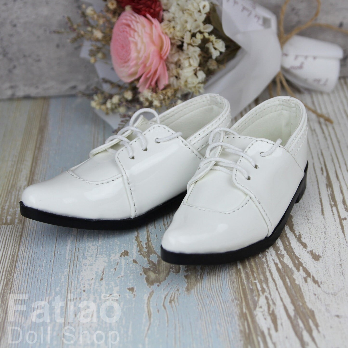 Fatiao - New 1/3 BJD Supper dollfie 13/17SD Boy Tip Leather Suit ShoesWhite (Size 8.5cm)