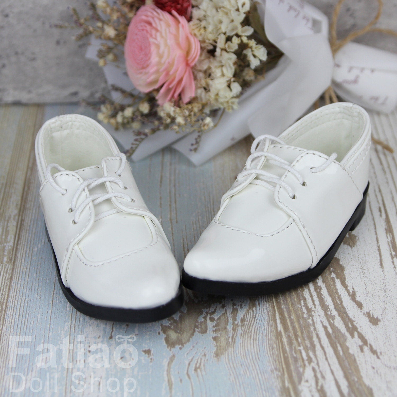 Fatiao - New 1/3 BJD Supper dollfie 13/17SD Boy Tip Leather Suit ShoesWhite (Size 8.5cm)