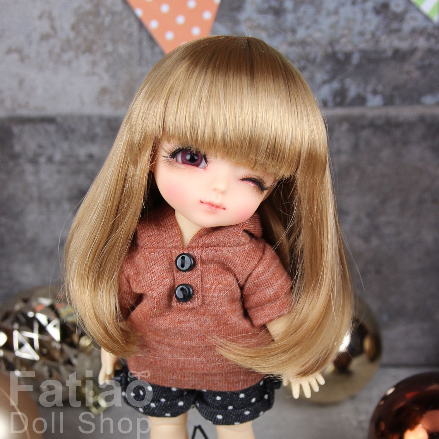 Fatiao - Dollfie Lati Yellow Pukifee 5-6" Doll Wig - Ocher