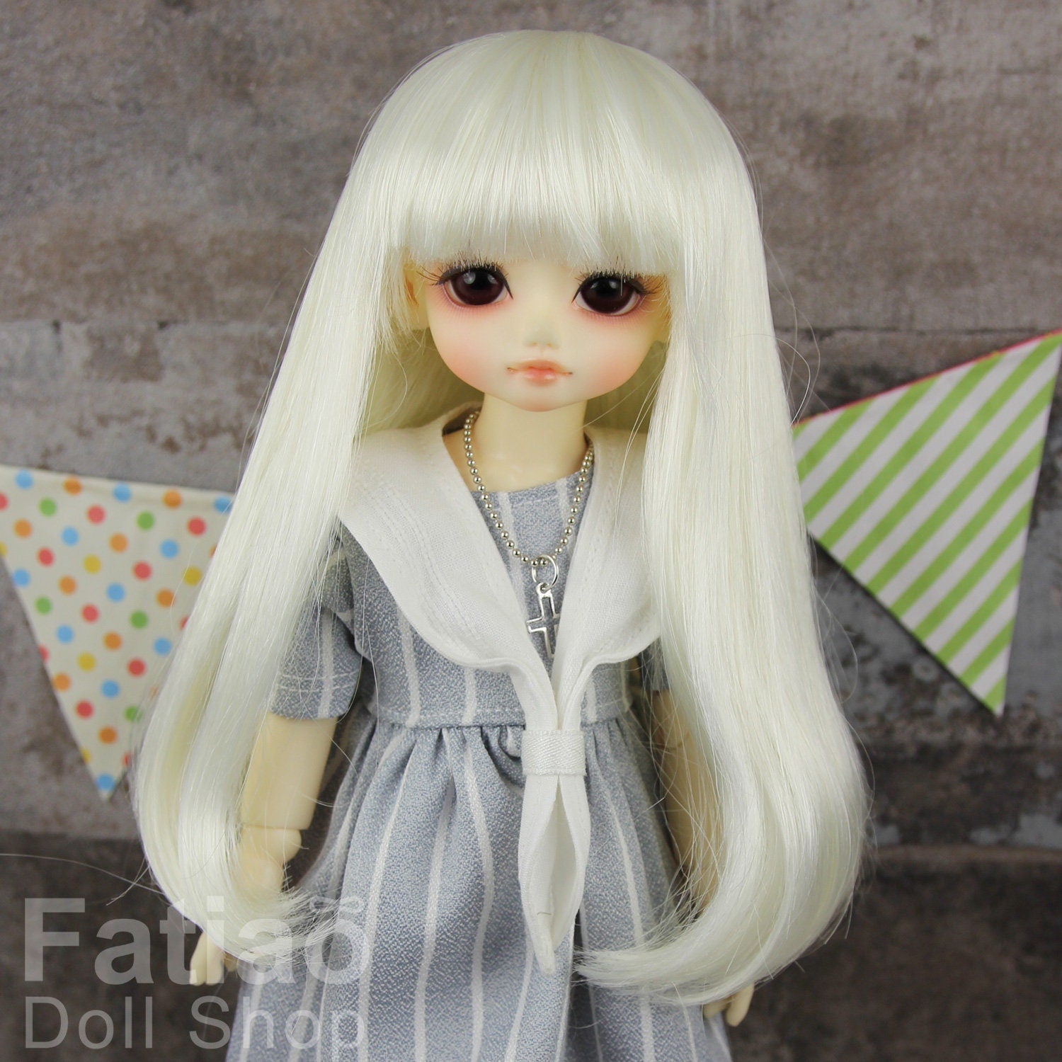 Fatiao - New Dollfie Yo-SD 1/6 BJD - Dolls Wig 6-7 inch - Milk white