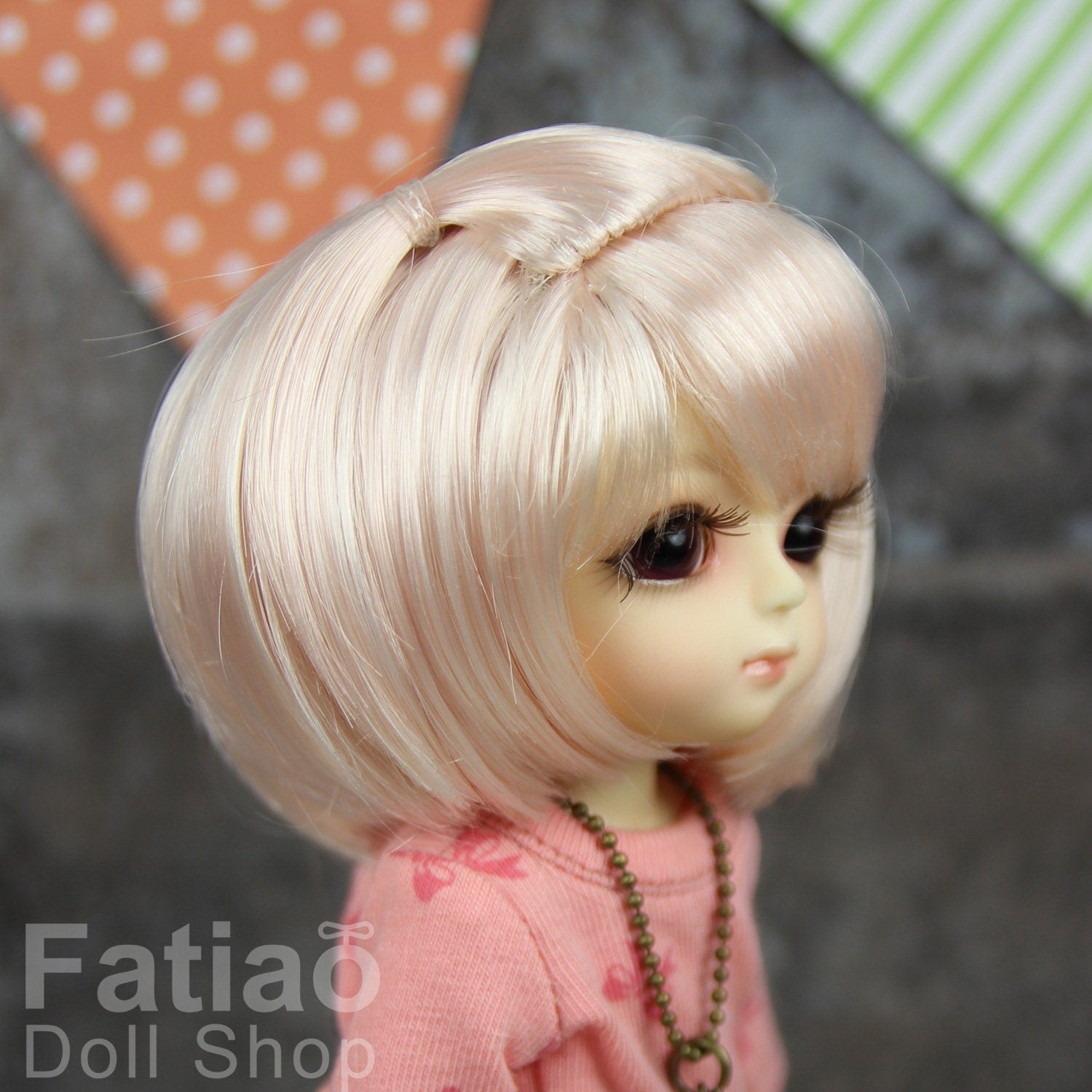 Fatiao - BJD Dollfie Lati Yellow Pukifee 5-6" Doll Wig - Light Pink