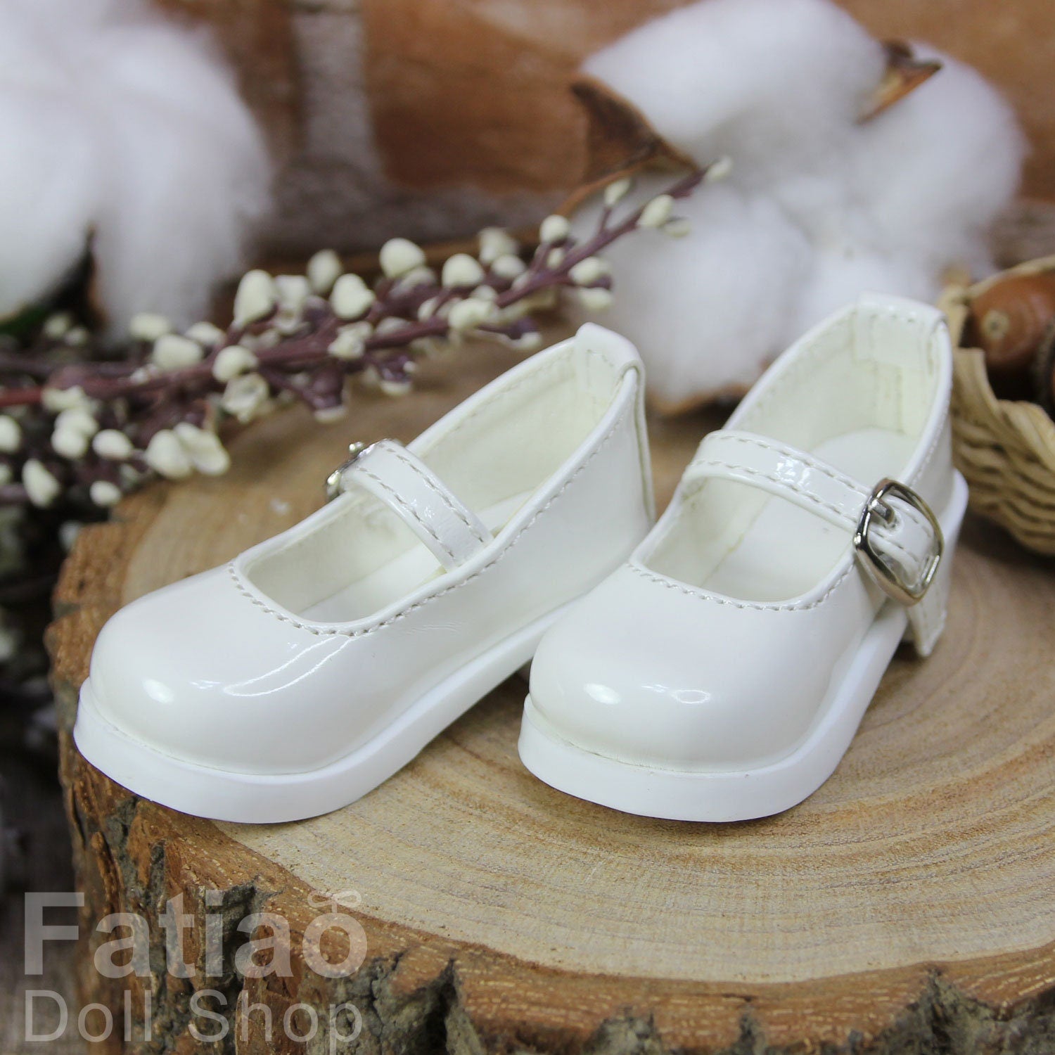 Fatiao - New 1/4 BJD MSD Dollfie Dolls Mary Jane Shoes - White (Size 5.5cm)