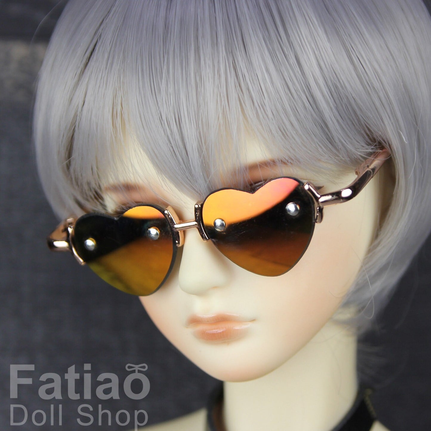 New fashion Rimless Frames Dolls Glasses fit 1/3 BJD SD Super Dollfie Heart