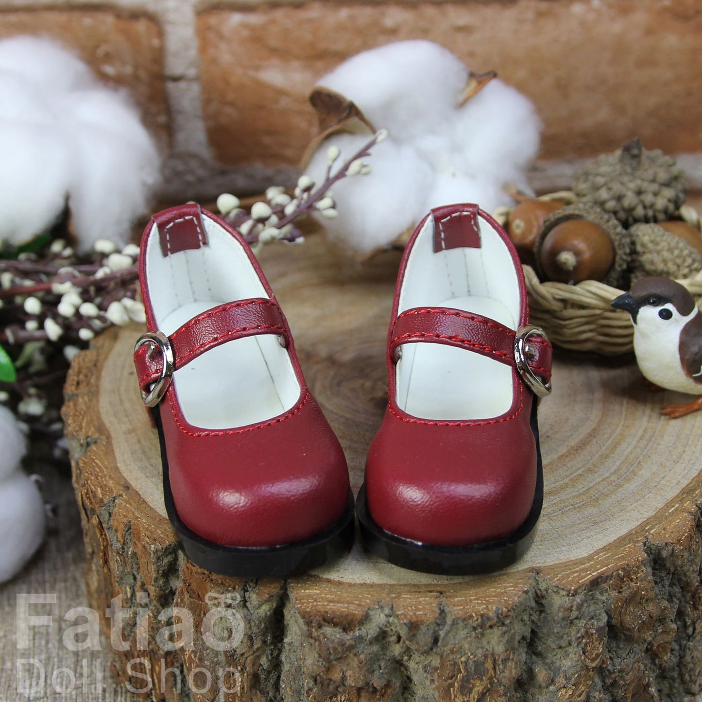 Fatiao - New 1/3 BJD Dollfie Dolls Mary Jane Shoes - Deep Red (Size 6.5cm)