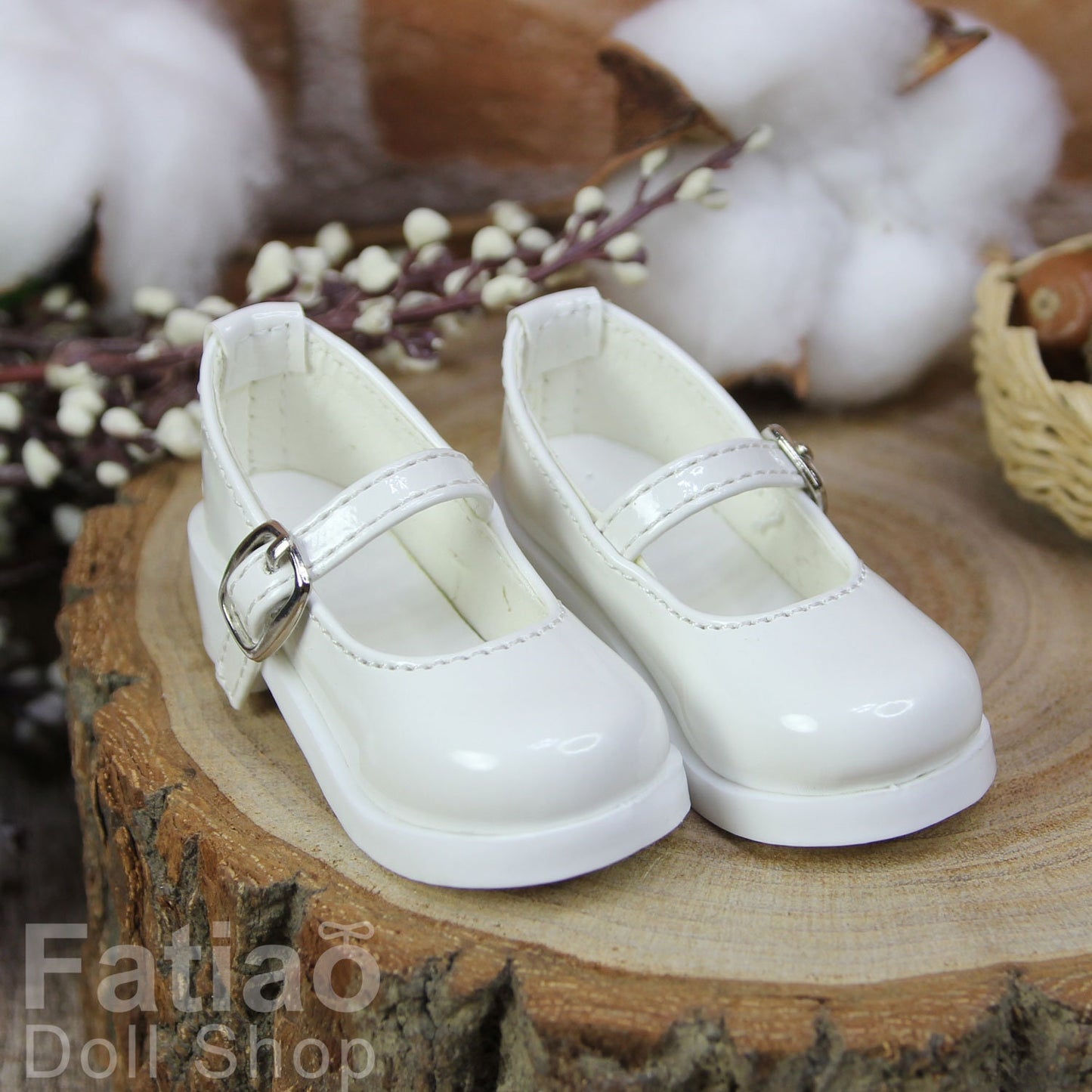 Fatiao - New 1/4 BJD MSD Dollfie Dolls Mary Jane Shoes - White (Size 5.5cm)