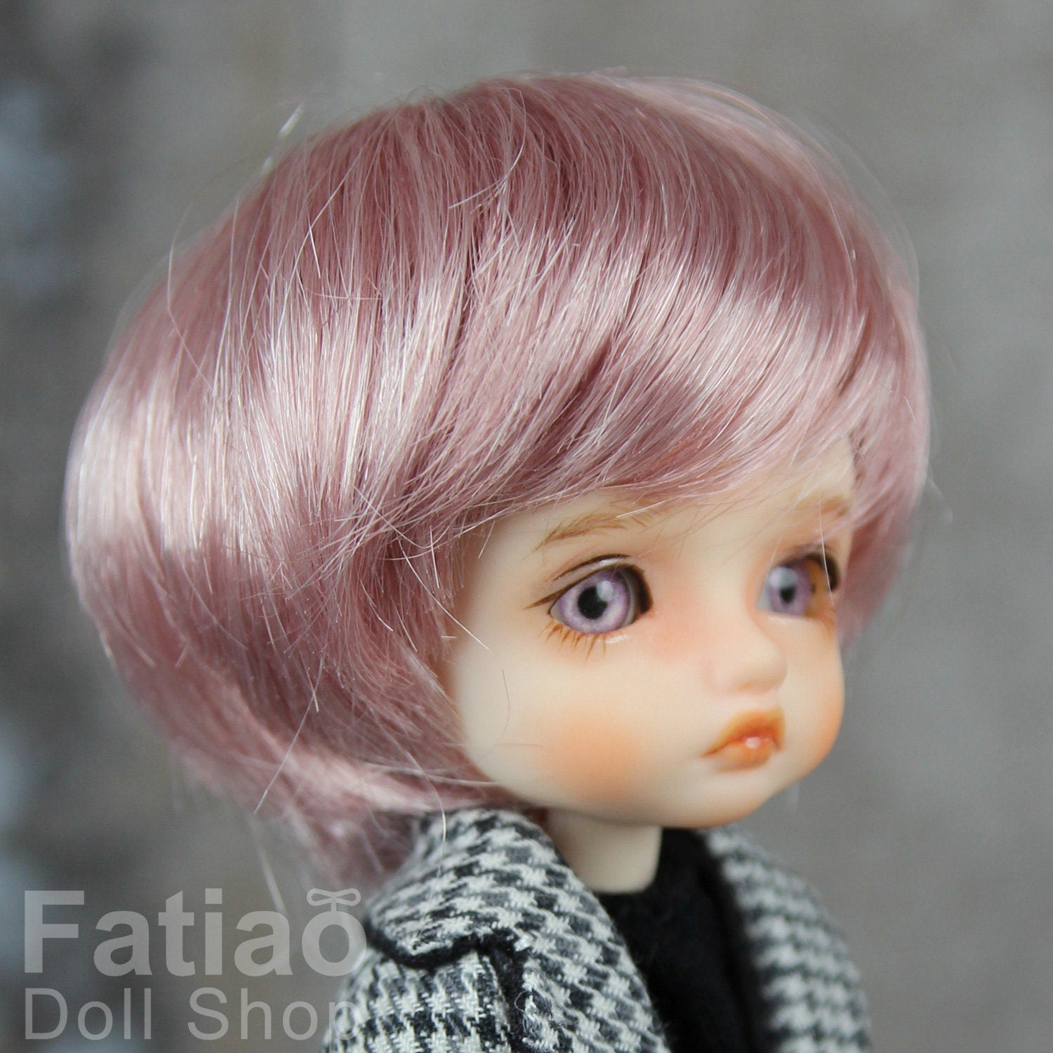 Fatiao - New BJD Dollfie pukipuki BF Pocket 3-4" Doll Wig - Deep Pink