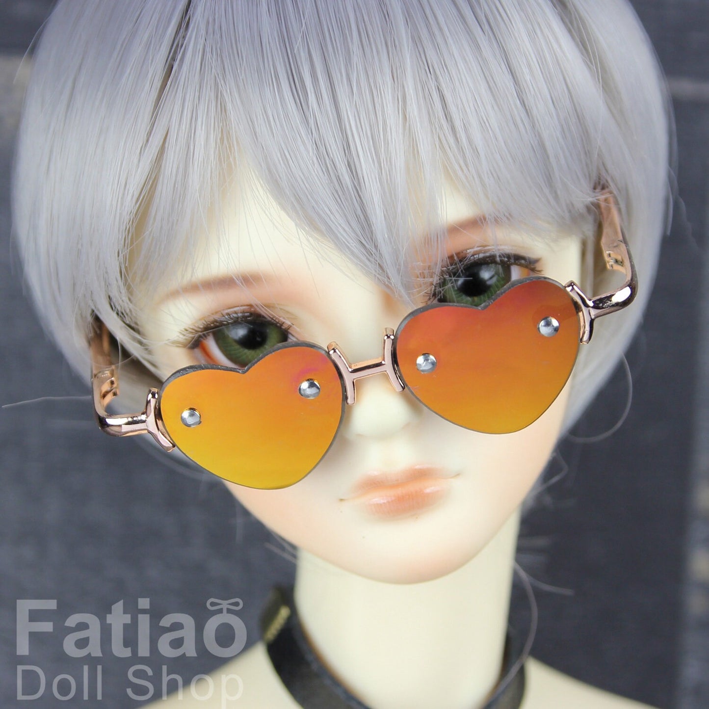 New fashion Rimless Frames Dolls Glasses fit 1/3 BJD SD Super Dollfie Heart