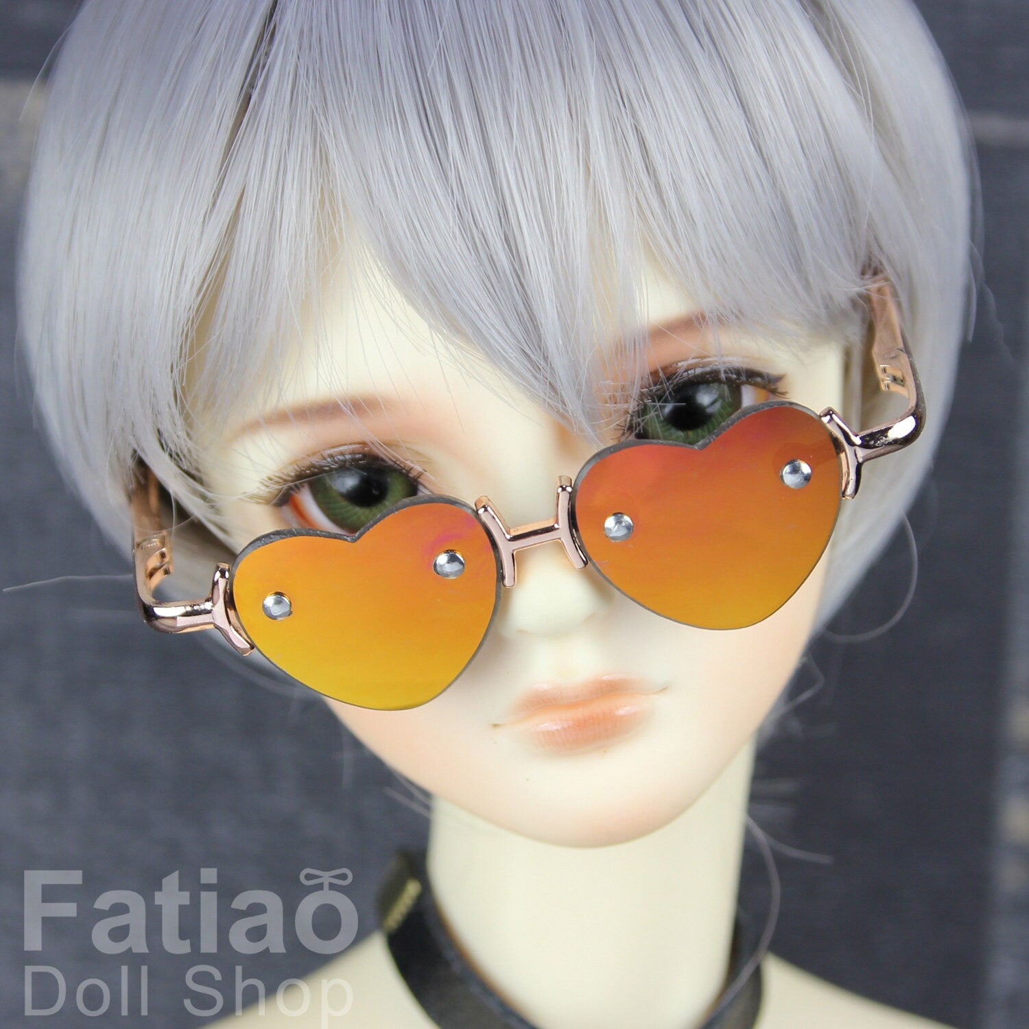 New fashion Rimless Frames Dolls Glasses fit 1/3 BJD SD Super Dollfie Heart