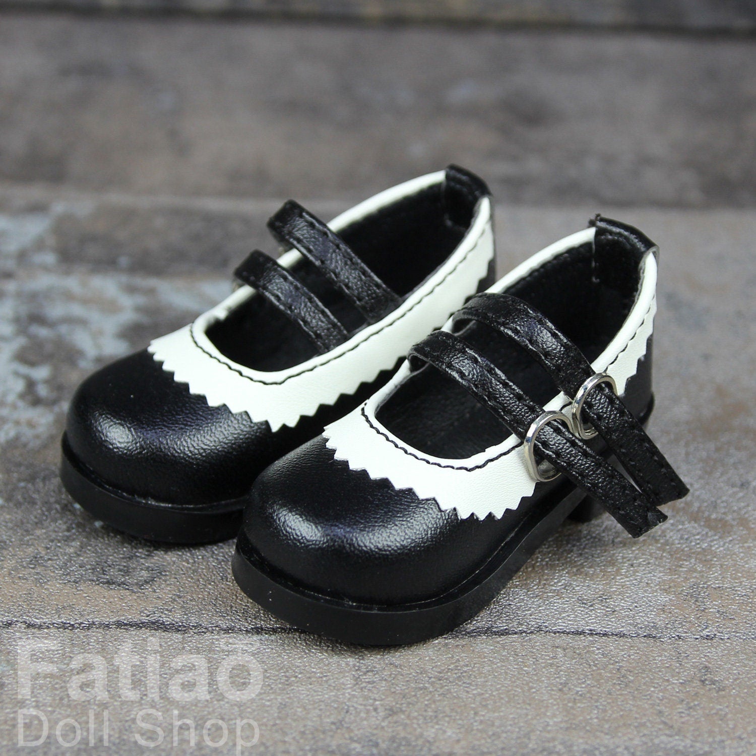 Fatiao - New 1/4 BJD MSD Dollfie Dolls Mary Jane Shoes - Black (Size 5.5cm)