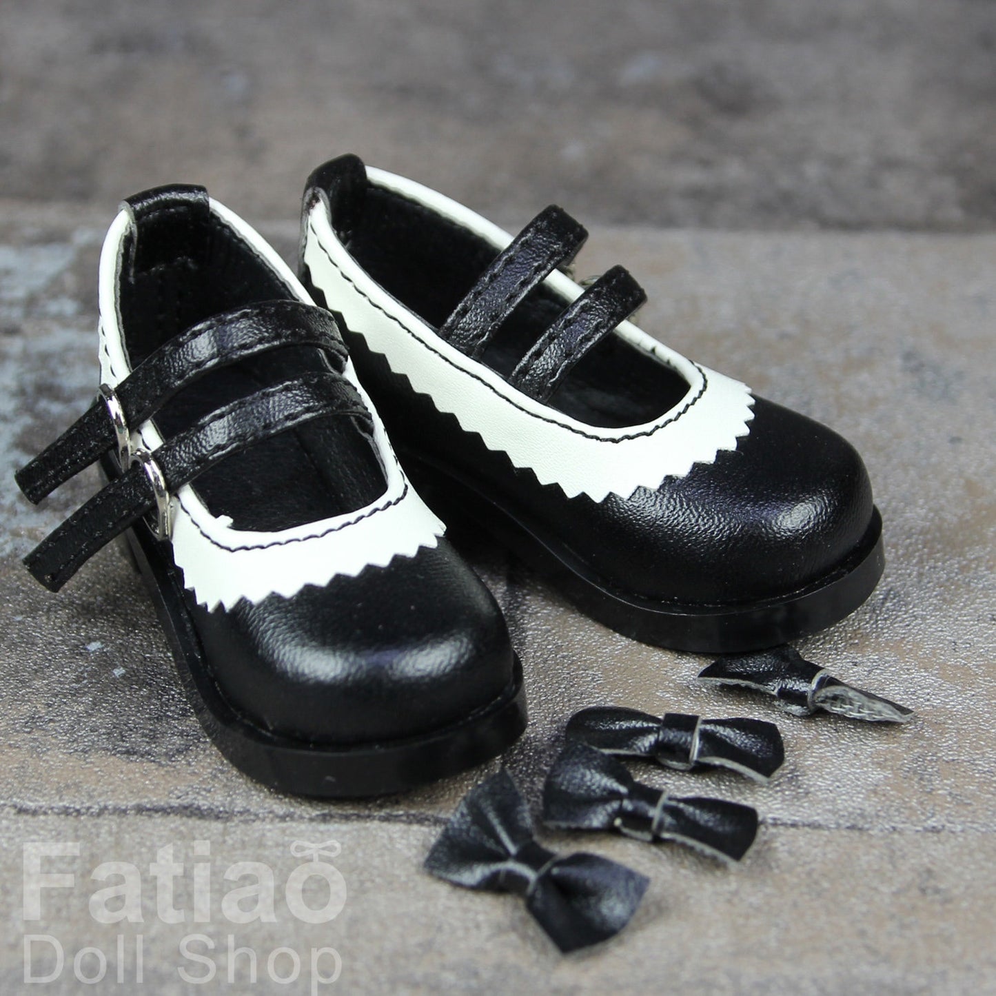Fatiao - New 1/4 BJD MSD Dollfie Dolls Mary Jane Shoes - Black (Size 5.5cm)
