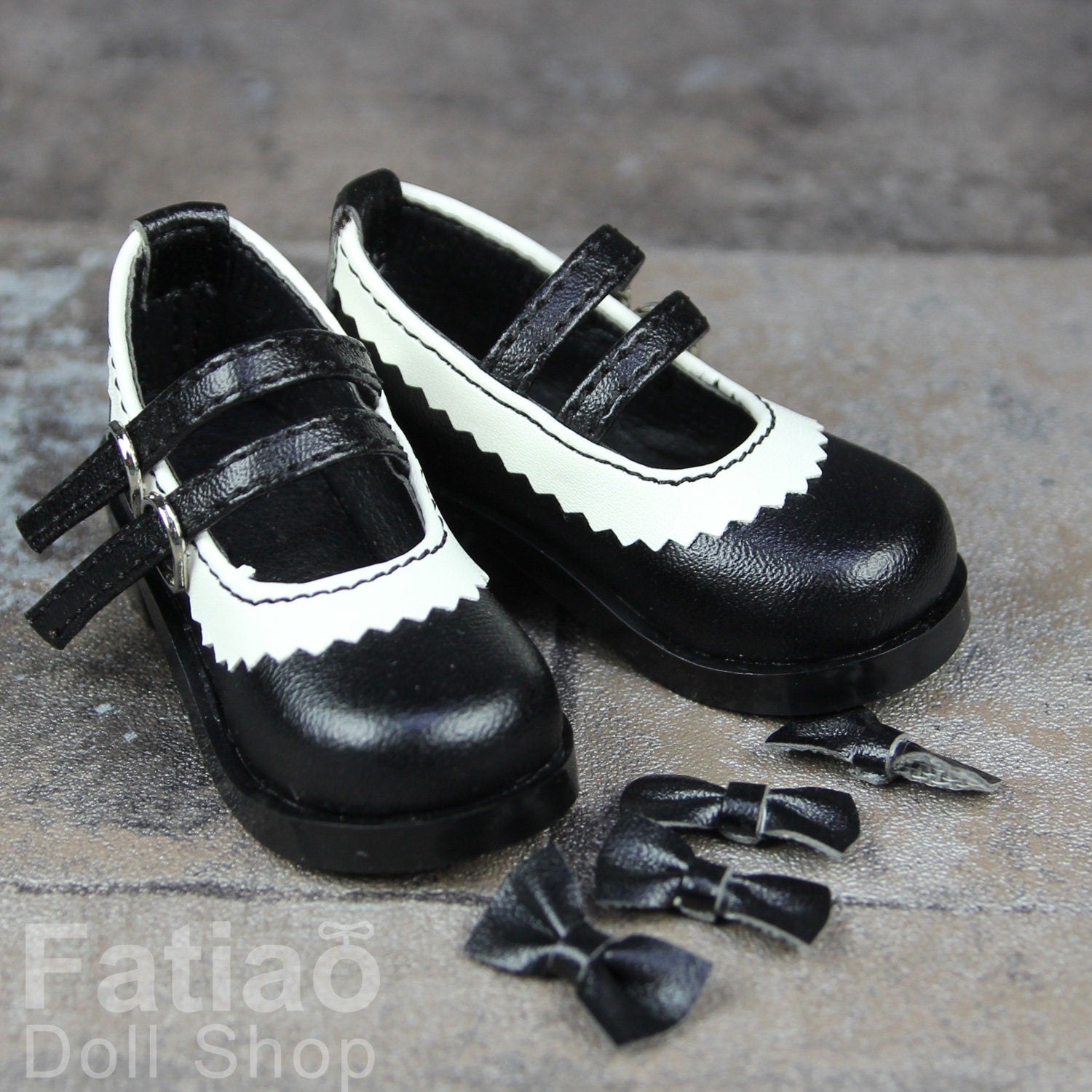 Fatiao - New 1/4 BJD MSD Dollfie Dolls Mary Jane Shoes - Black (Size 5.5cm)