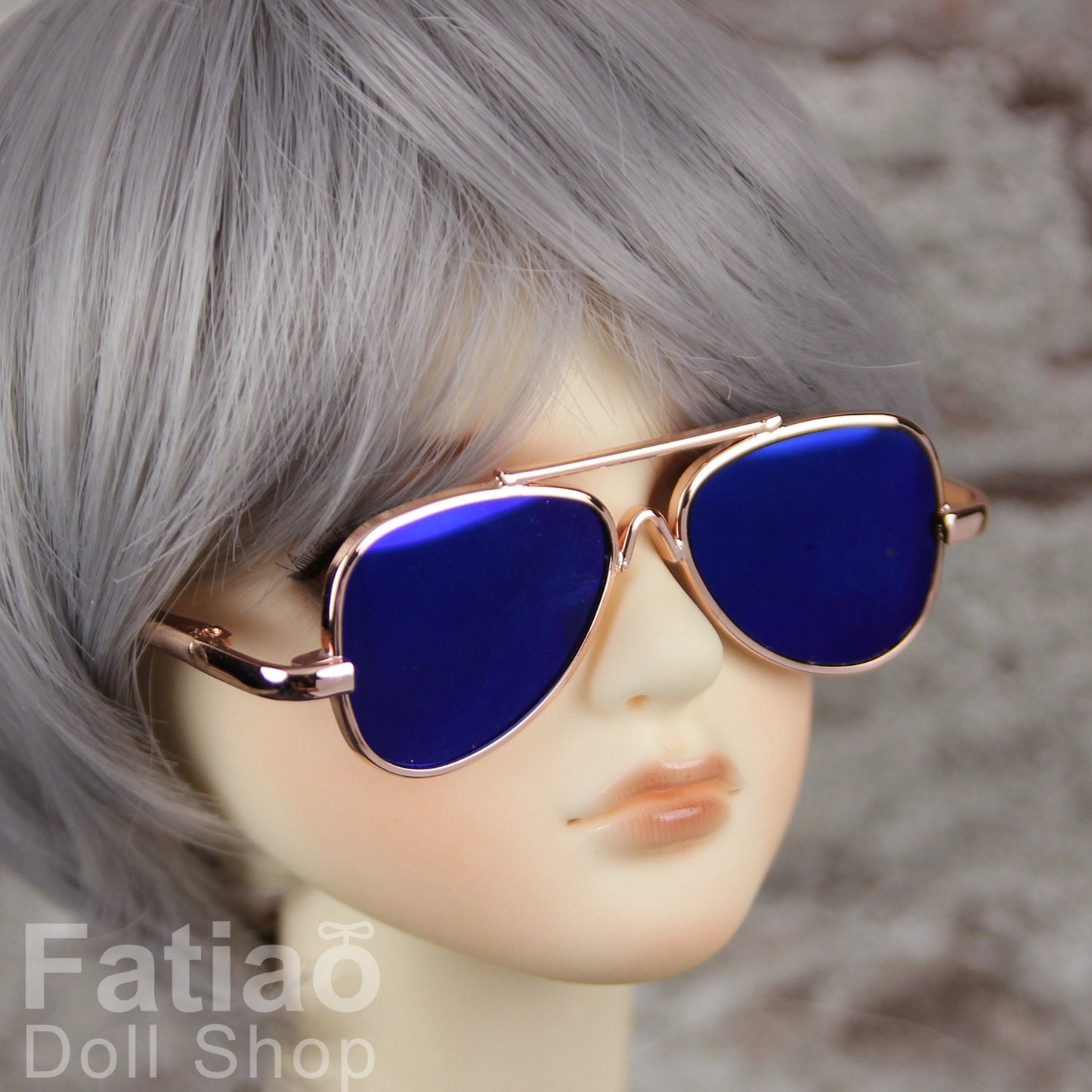 New fashion Rimless Frames Dolls Sun Glasses fit 1/3 BJD SD Super Dollfie - Gold Blue