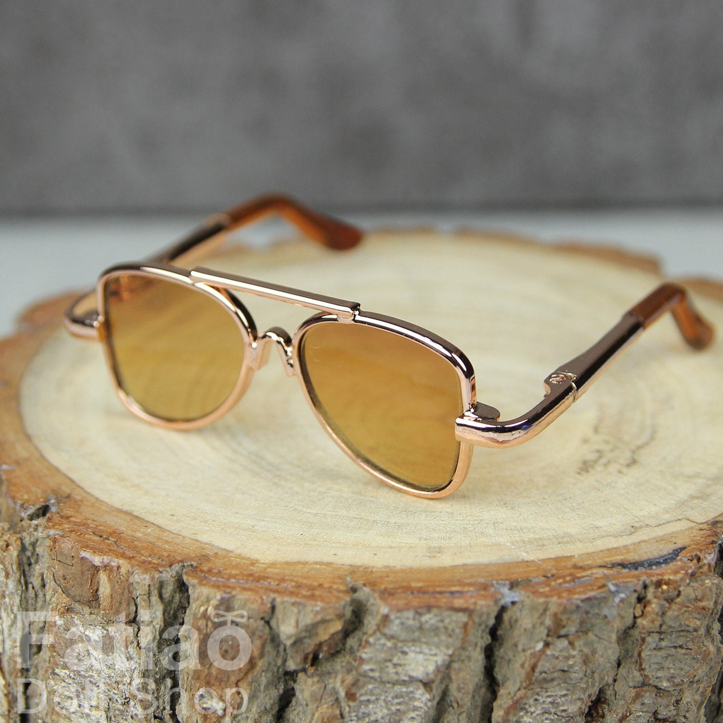 New fashion Dolls Round frame glasses fit 1/4 BJD MSD mini Super Dollfie - Gold
