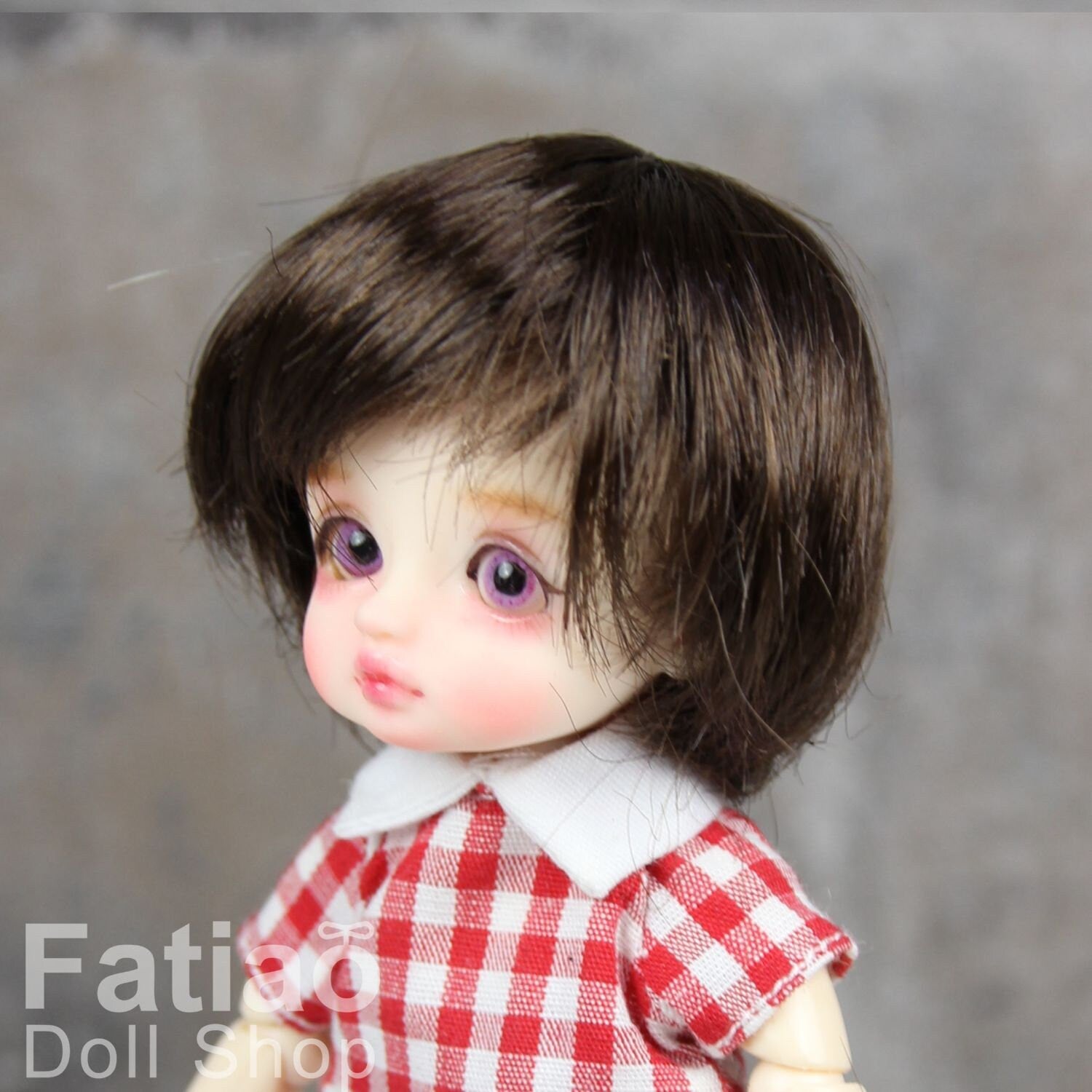 Fatiao - New BJD Dollfie pukipuki BF Pocket 3-4" Doll Wig - Dark Brown