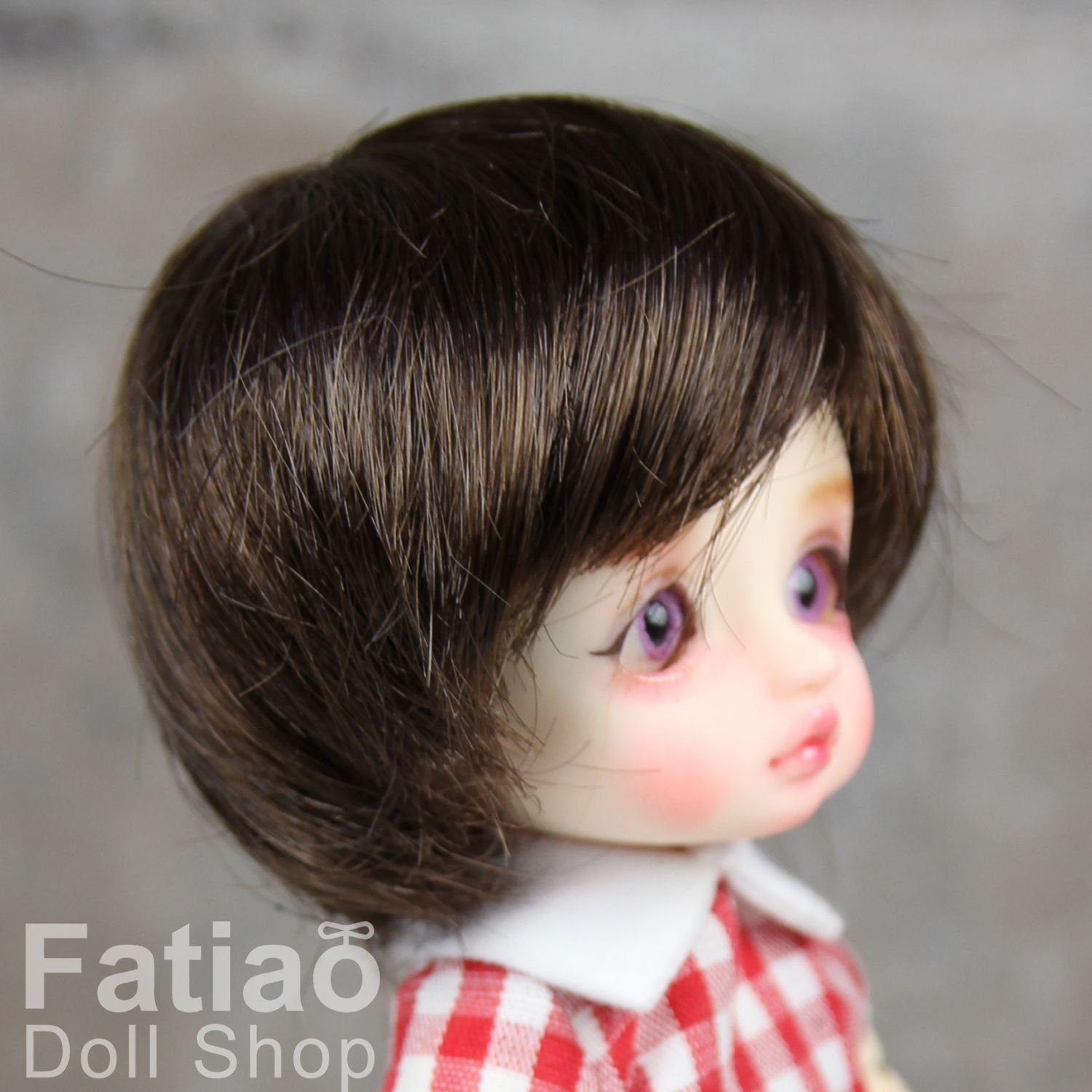 Fatiao - New BJD Dollfie pukipuki BF Pocket 3-4" Doll Wig - Dark Brown