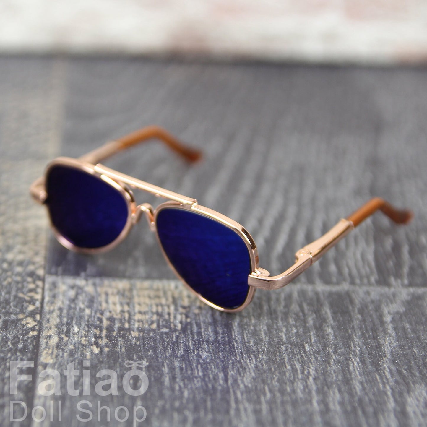 New fashion Rimless Frames Dolls Sun Glasses fit 1/3 BJD SD Super Dollfie - Gold Blue