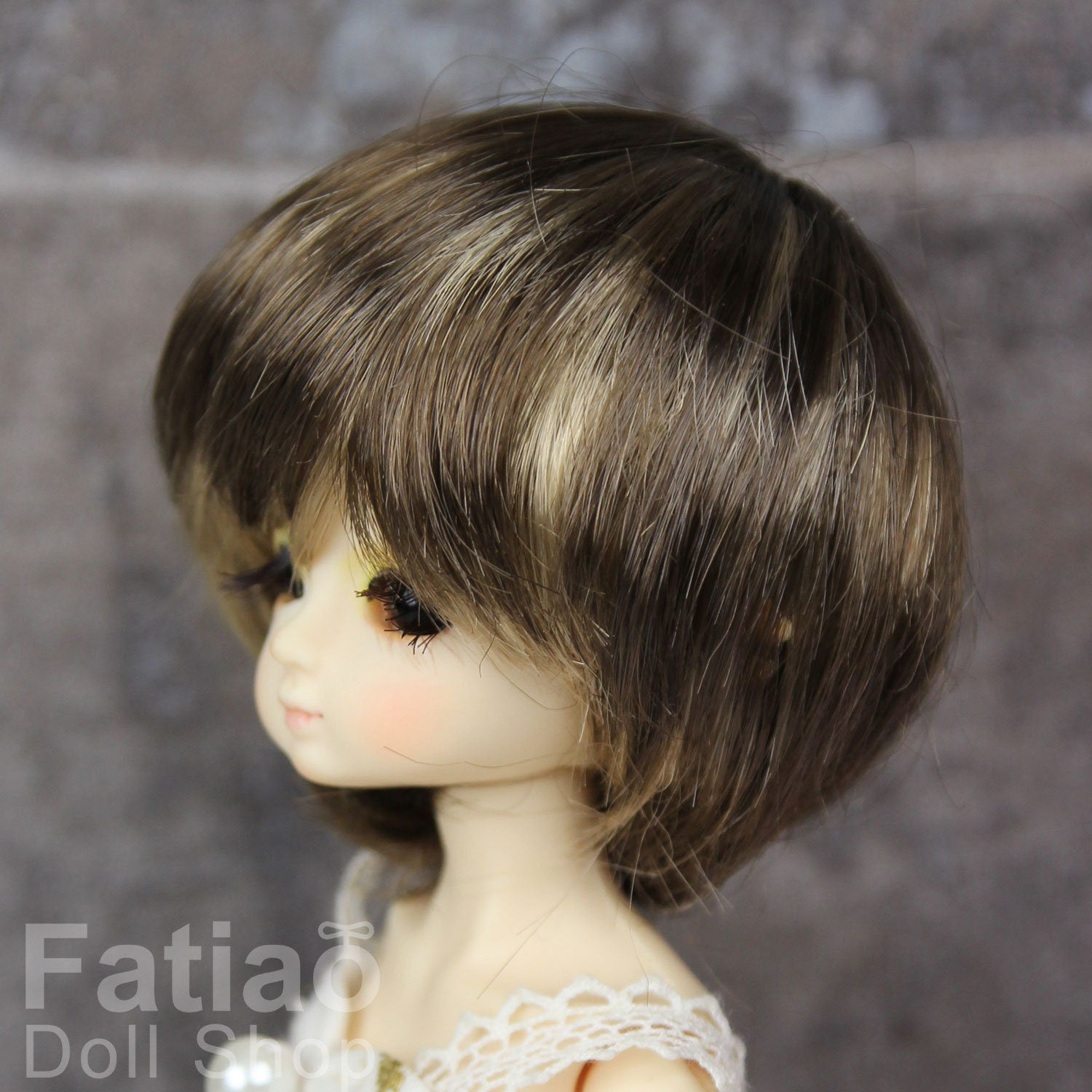 Fatiao - New Dollfie little pullip DAL Nendoroid BJD Dolls Wig - size 4-5" - Umber & Baby Brown