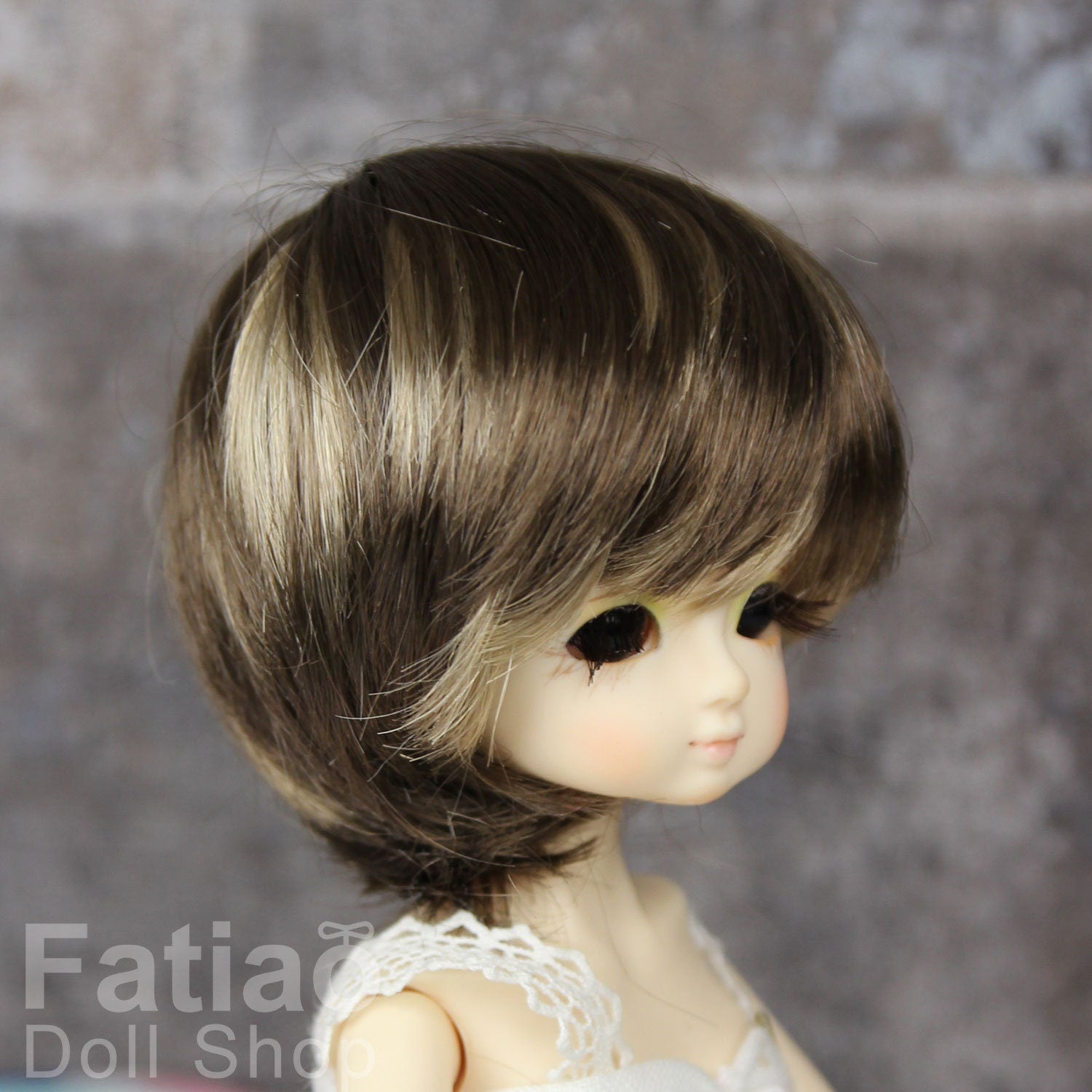Fatiao - New Dollfie little pullip DAL Nendoroid BJD Dolls Wig - size 4-5" - Umber & Baby Brown