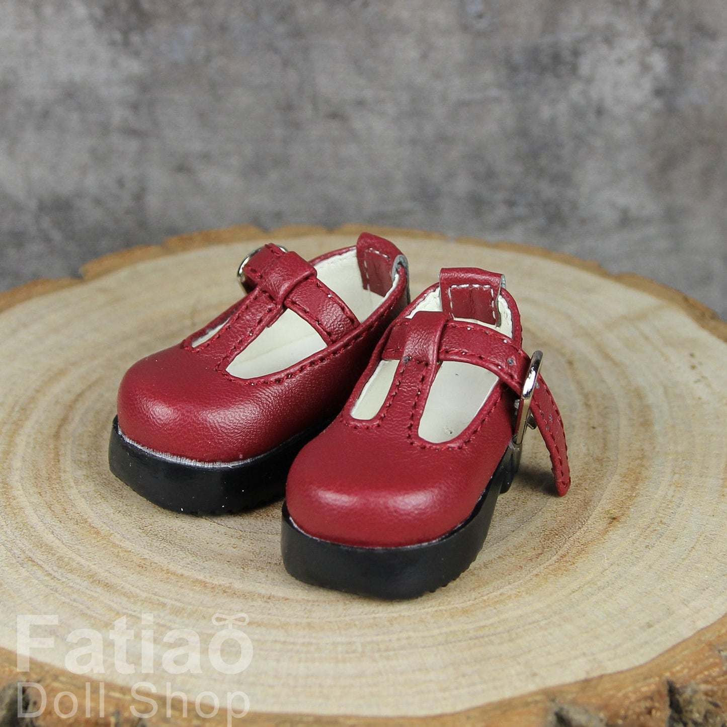Fatiao - New Dollfie Yo-SD Mary Jane 1/6 BJD Doll Shoes - Red wine (Size 4.5cm)
