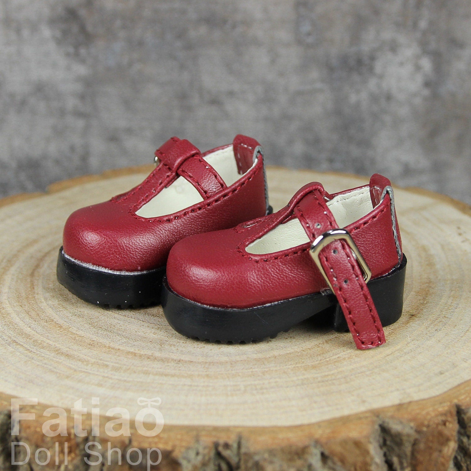 Fatiao - New Dollfie Yo-SD Mary Jane 1/6 BJD Doll Shoes - Red wine (Size 4.5cm)