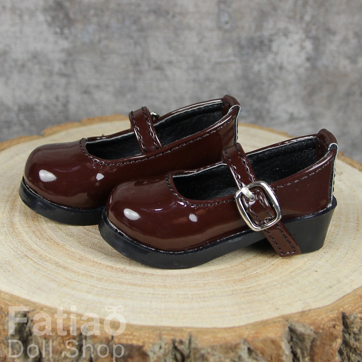 Fatiao - New 1/4 BJD MSD Dollfie Dolls Mary Jane Shoes - Shiny dark brown (Size 5.5cm)