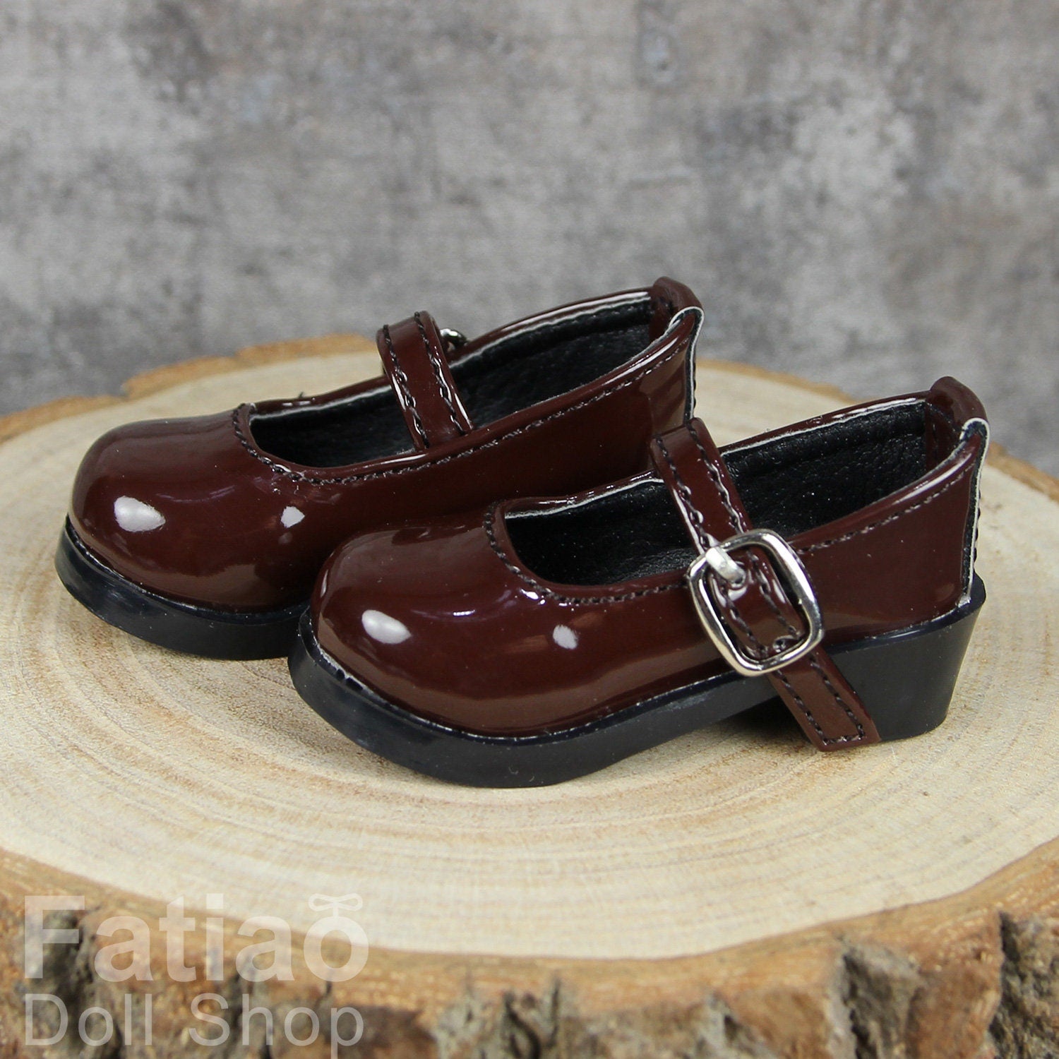 Fatiao - New 1/4 BJD MSD Dollfie Dolls Mary Jane Shoes - Shiny dark brown (Size 5.5cm)