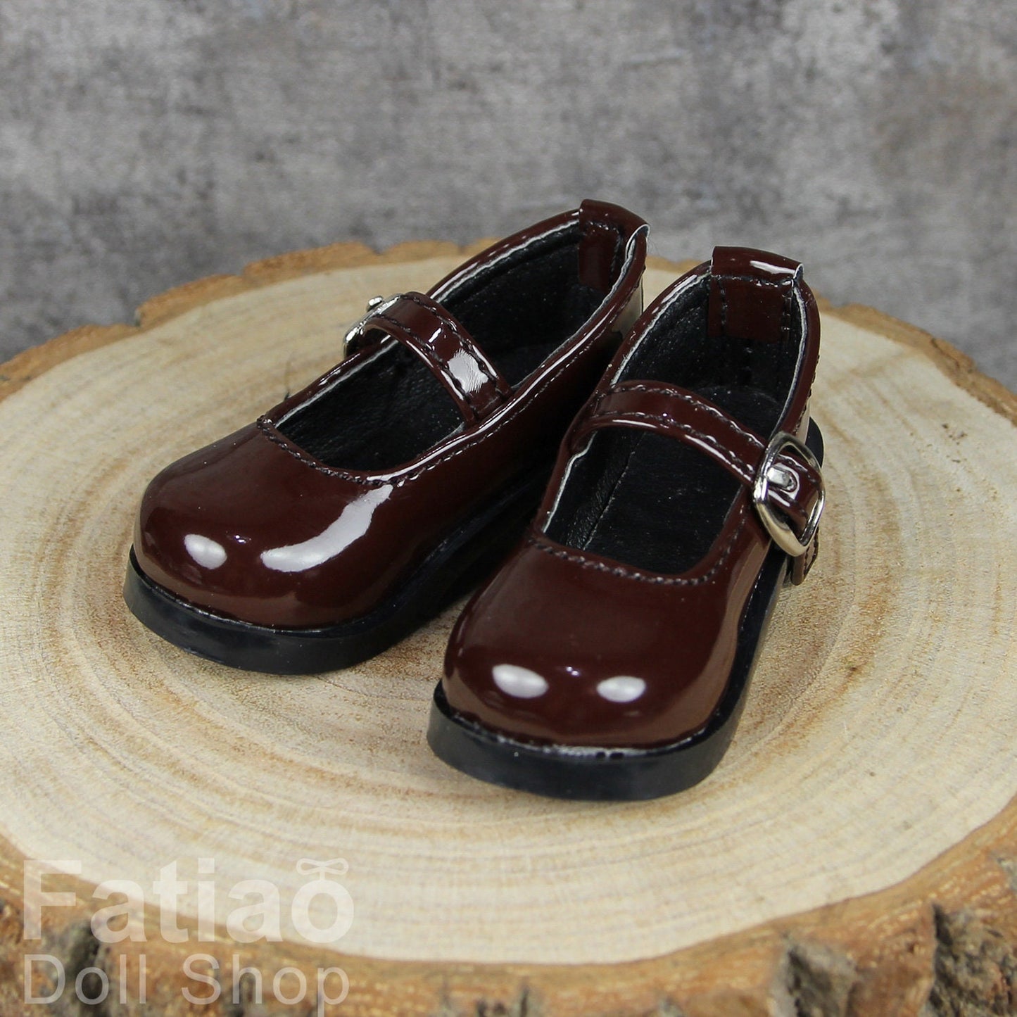 Fatiao - New 1/4 BJD MSD Dollfie Dolls Mary Jane Shoes - Shiny dark brown (Size 5.5cm)