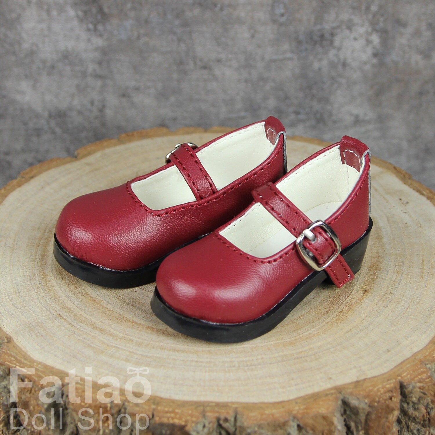 Fatiao - New 1/4 BJD MSD Dollfie Dolls Mary Jane Shoes - Red wine (Size 5.5cm)